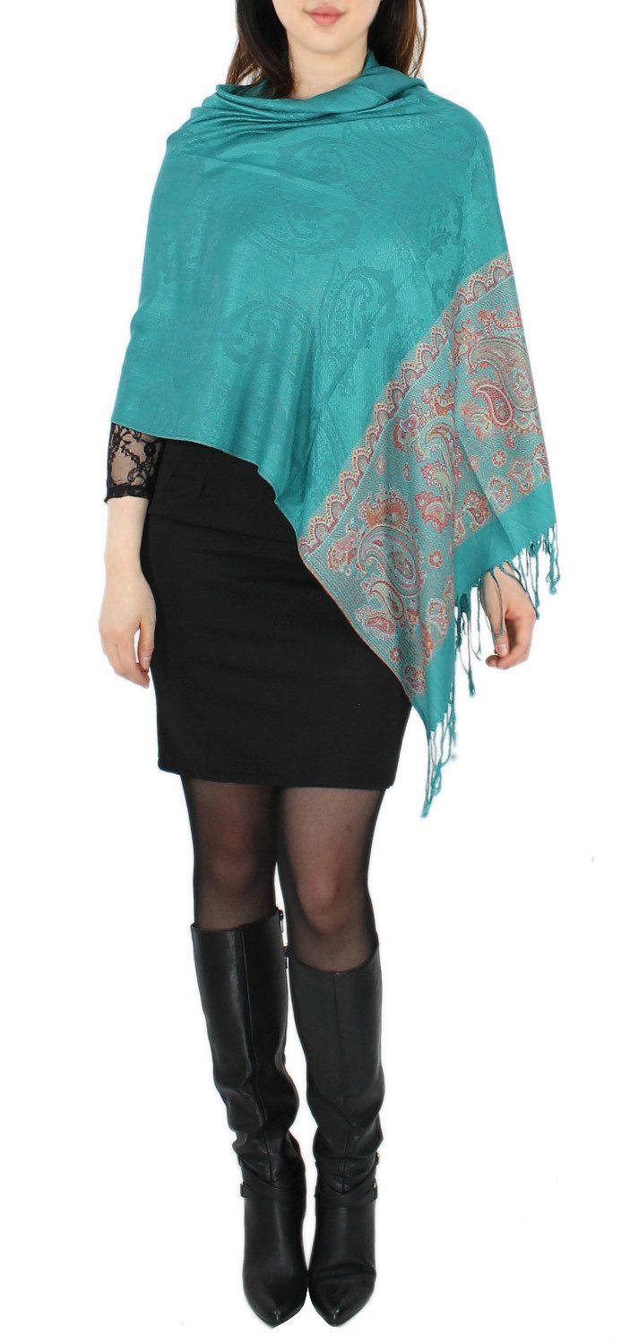 dy_mode Modeschal Eleganter Damen Schal Stola Schultertuch im Paisley Muster, mit Fransen – Bild 4 von 5