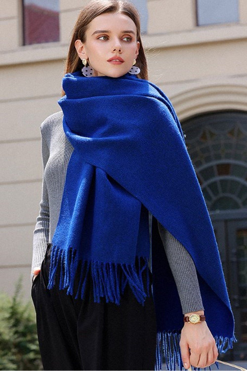 XDeer Modeschal Damen Schal,kuschelweich,Winter Schal Poncho Qualität,Neuer Stil, Damen Halstuch Geschenk für Frauen in verschiedenen Farben blue04