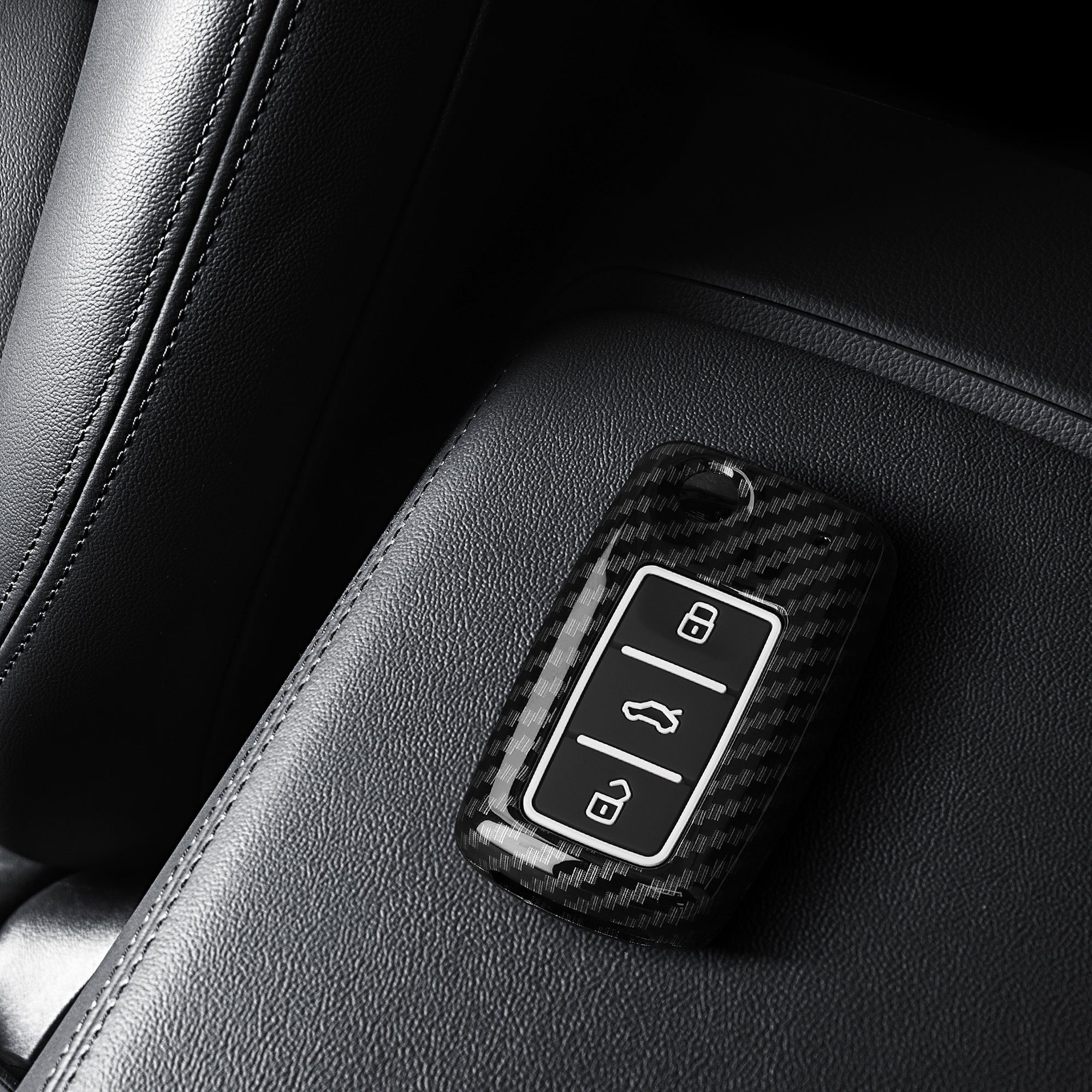 kwmobile Schlüsseltasche Autoschlüssel Hülle für Case - Cover Schwarz Schlüsselhülle Seat, Hardcover Skoda Schutzhülle VW