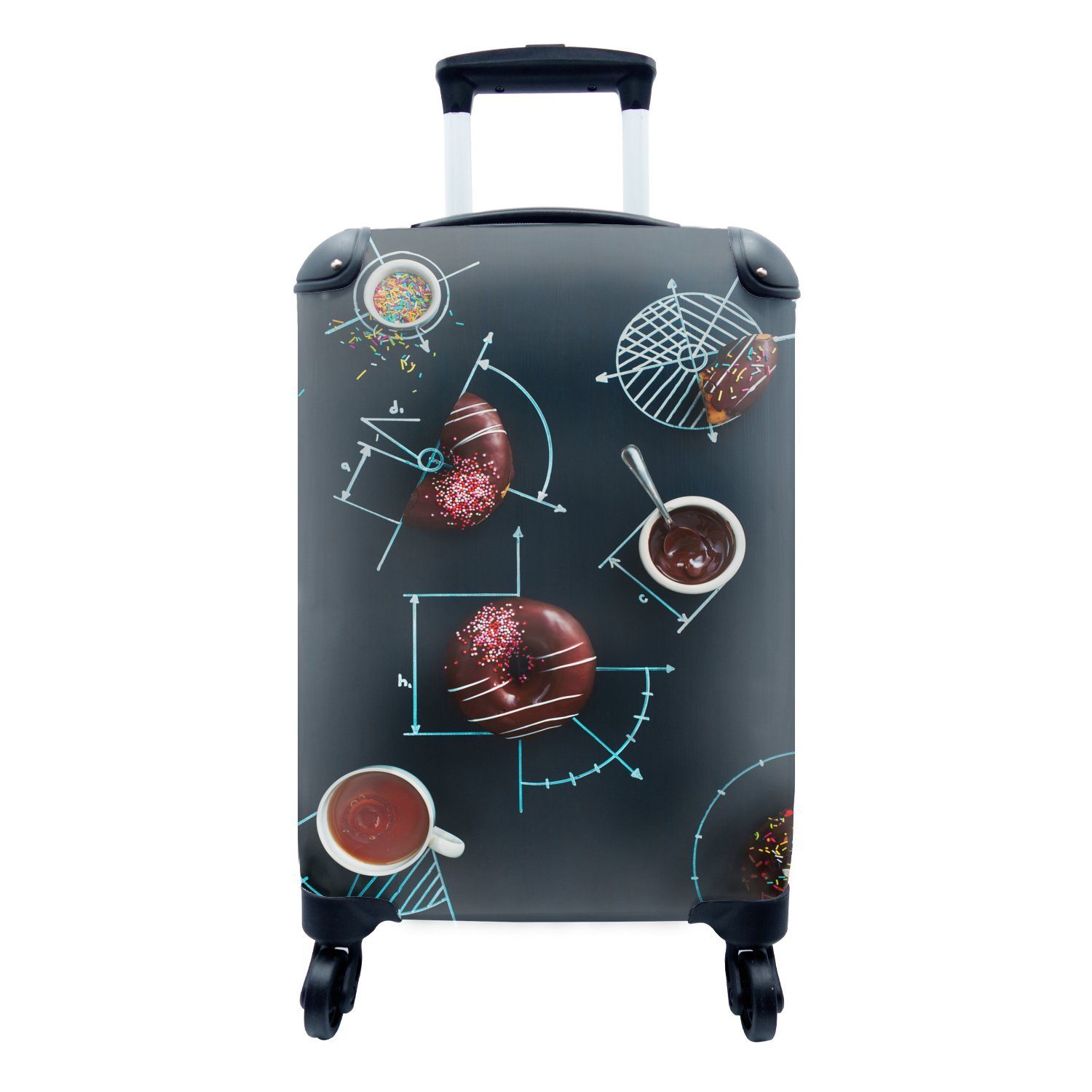 Geometrie Rollen, 4 Handgepäckkoffer Reisekoffer mit Donuts, mit Handgepäck rollen, Reisetasche Trolley, Ferien, MuchoWow für