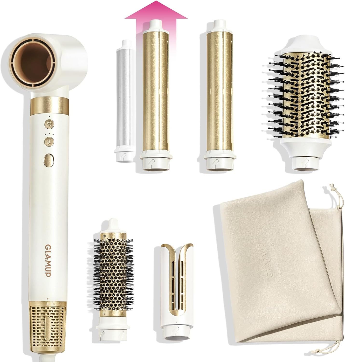 GlamUp Multihaarstyler AirCurler 6-in-1 Multifunktions-Haarstyler, 110.000 U/min Motor mit Coanda-Technologie & Föhnbürste