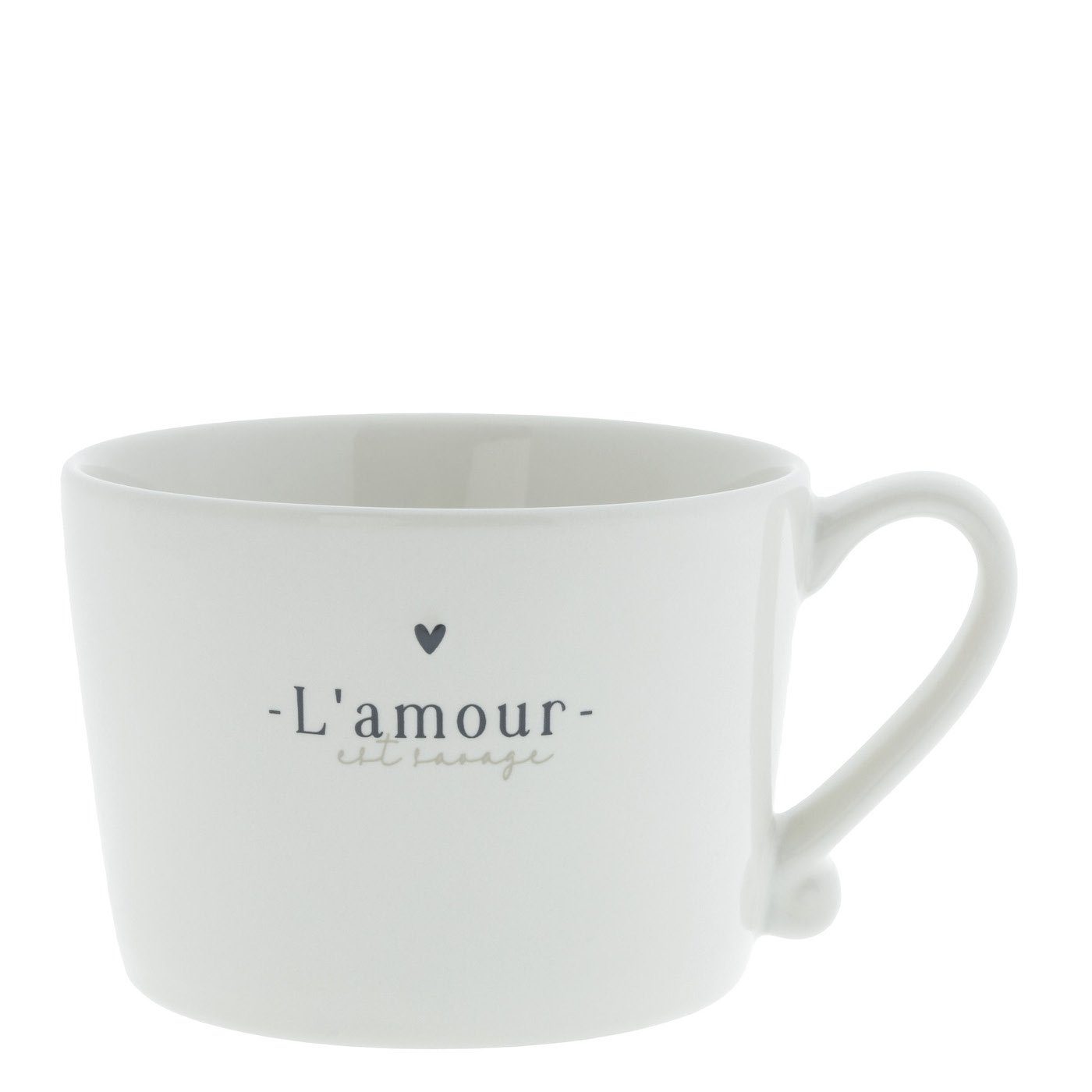 Bastion Collections Tasse Tasse mit Henkel L'amour est savage Keramik weiß schwarz, Keramik | Teetassen