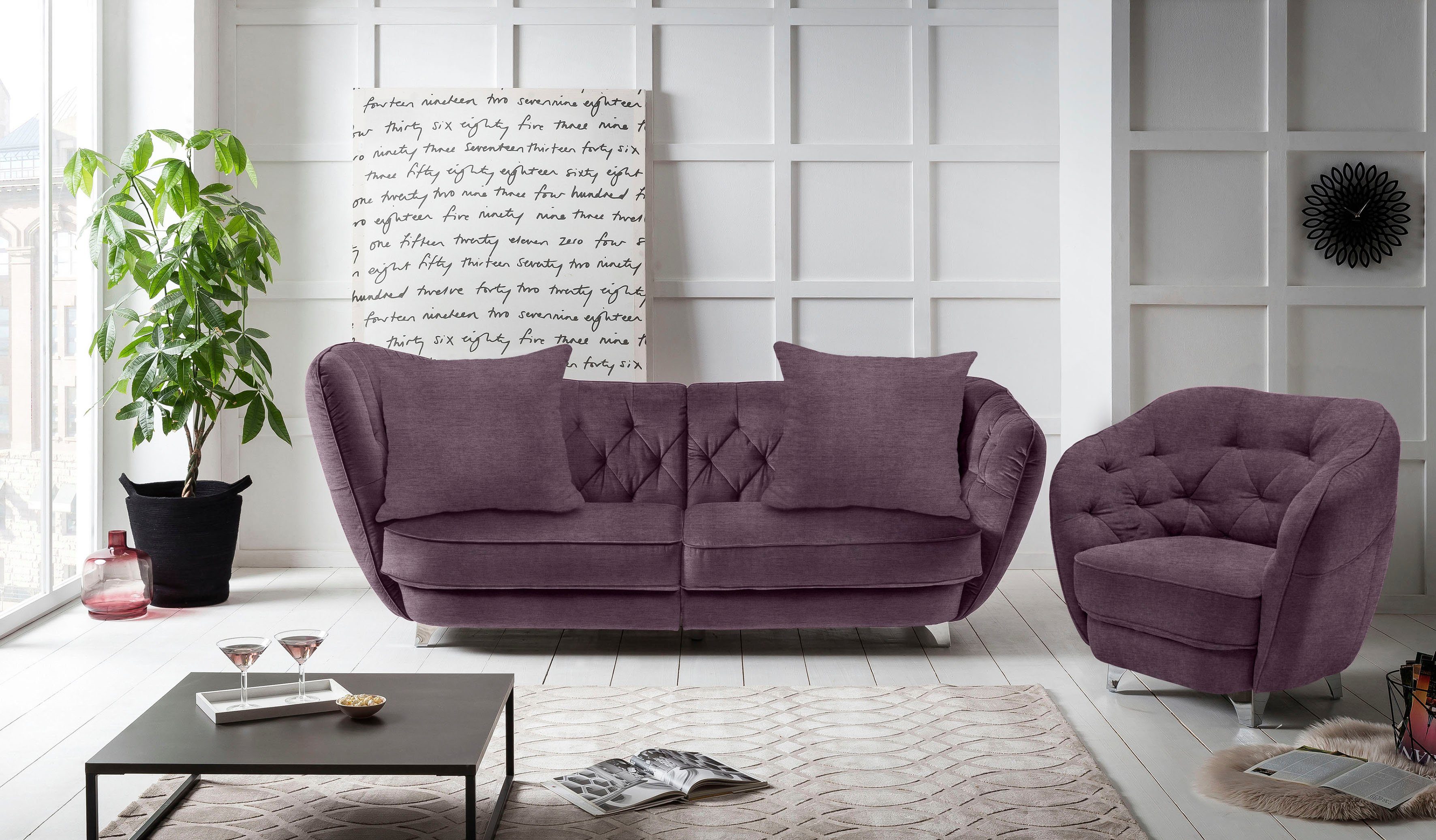 Home affaire Big-Sofa Retro, stylischer Hochlehner
