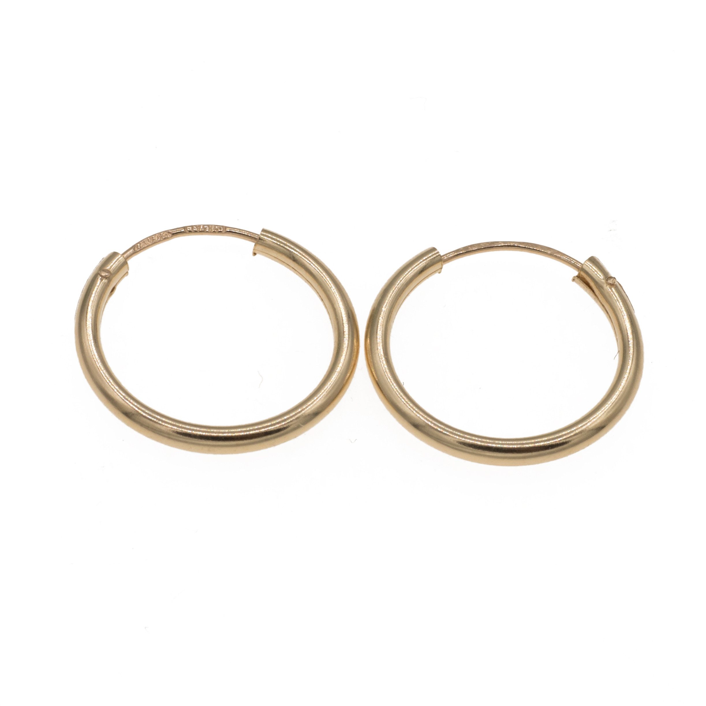 Bella Carina Paar Creolen Creolen Ohrringe aus 585 Gold 14 Karat 1,35 cm Durchmesser, 585 Gold