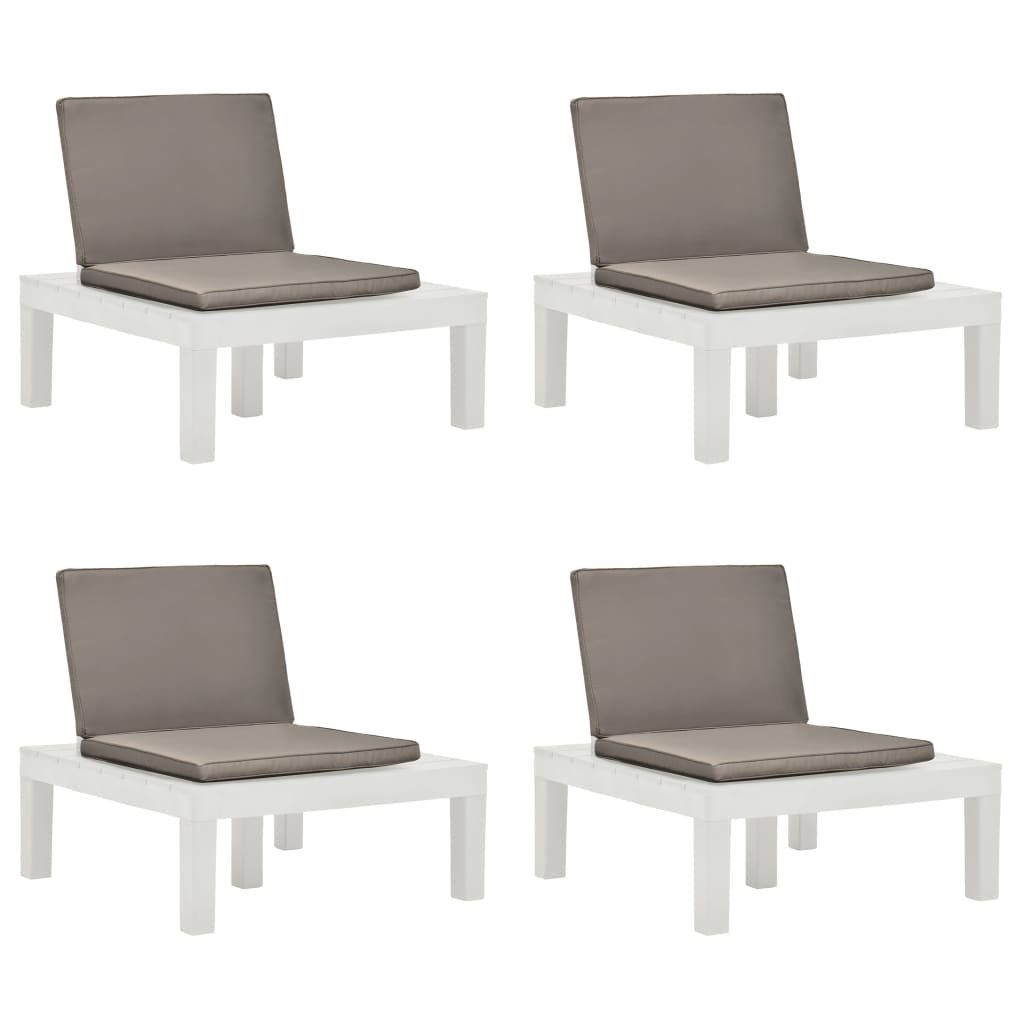 furnicato Gartenstuhl Gartenstühle mit Auflagen 4 Stk. Kunststoff Weiß