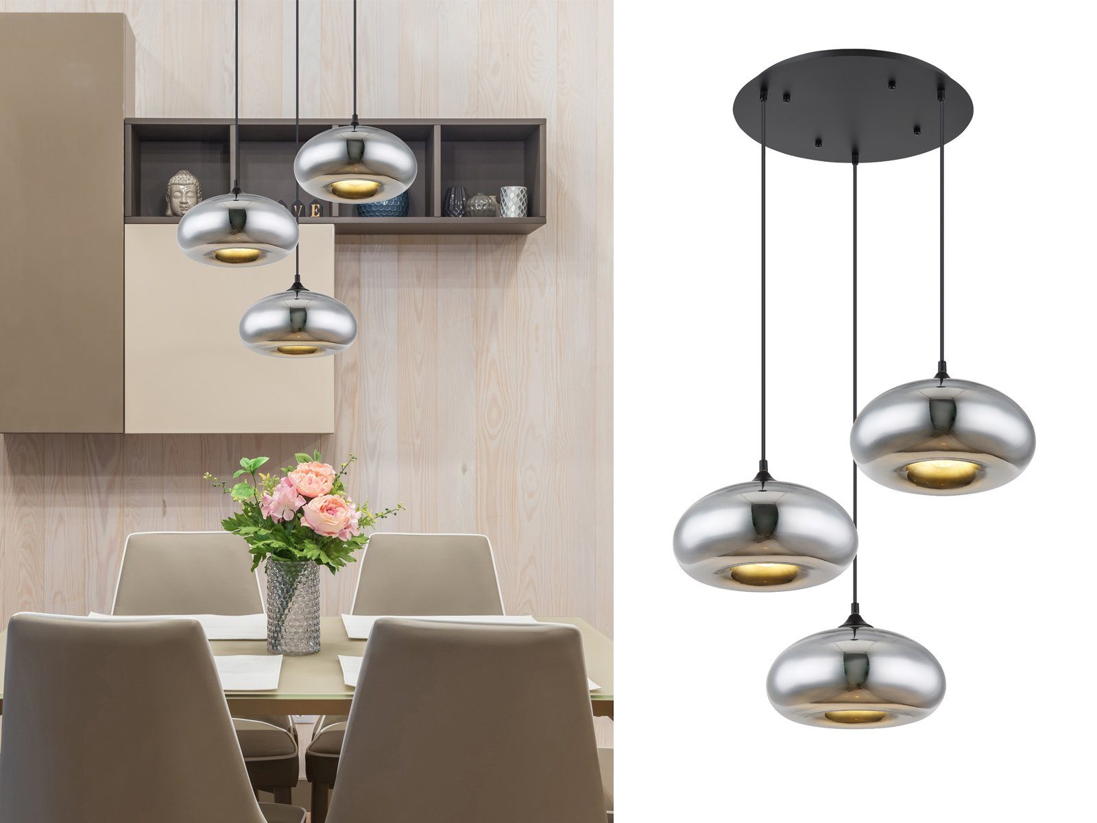 meineWunschleuchte LED Pendelleuchte, Designer Glas Lampen ausgefallene  Esstischlampe hängend über Kücheninsel 3 flammig Lampenschirm, kupfer  online kaufen | OTTO