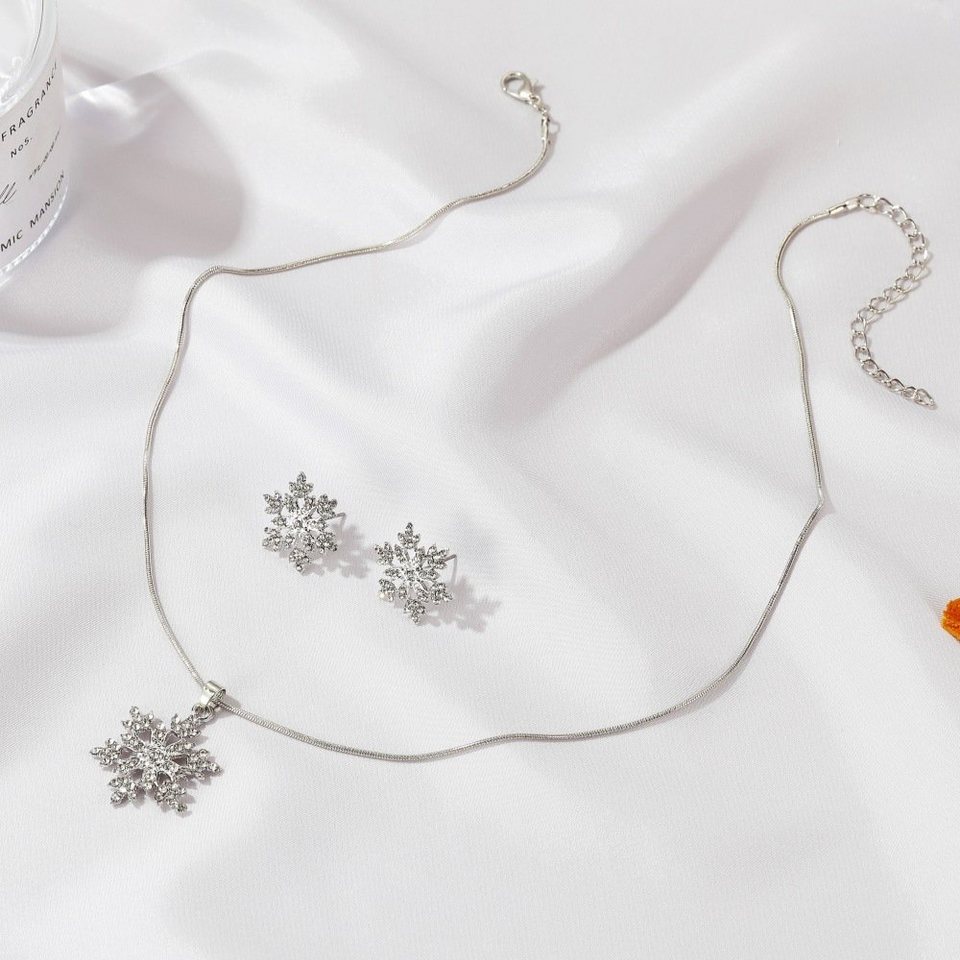 Invanter Schmuckset Snow Necklace Zirconia Rhinestone Pendant Fashion  Jewelry,