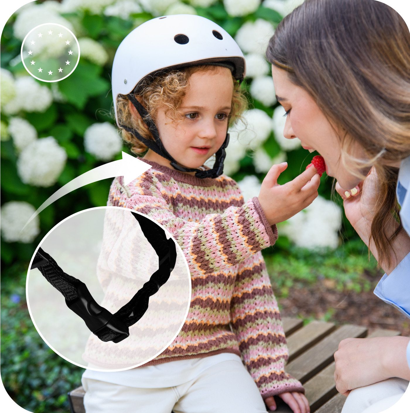 MoMi Kinderhelm Mimi, verstellbar 48–55 cm, leicht, 11 Belüftungsöffnungen