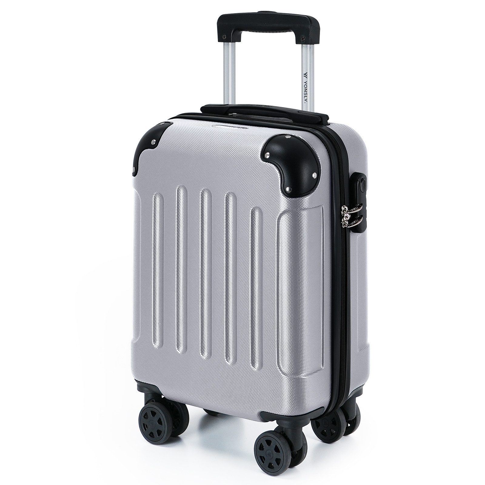 YONSLY Hartschalen-Trolley Hartschalen-Reisekoffer Trolley Rollkoffer in S/M/L/XL Größen, 4 Rollen, mit 360°-Lenkrollen, Zahlenschloss und mehrstufigem Teleskopgriff