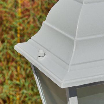 hofstein Außen-Stehlampe moderne Wegeleuchte aus Metall/Glas in Weiß/Milchglas, ohne Leuchtmittel, Kandelaber, Gartenbeleuchtung IP44, 2x E27, ohne Leuchtmittel