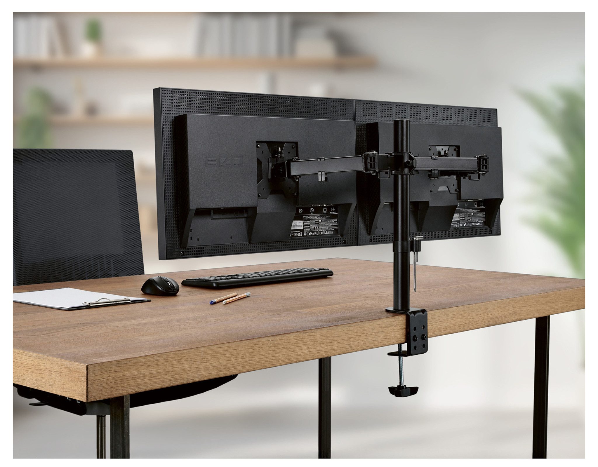 Tronic Monitor-Halterung Halter für 2 Bildschirme Tischbefestigung geeignet bis 71cm schwarz