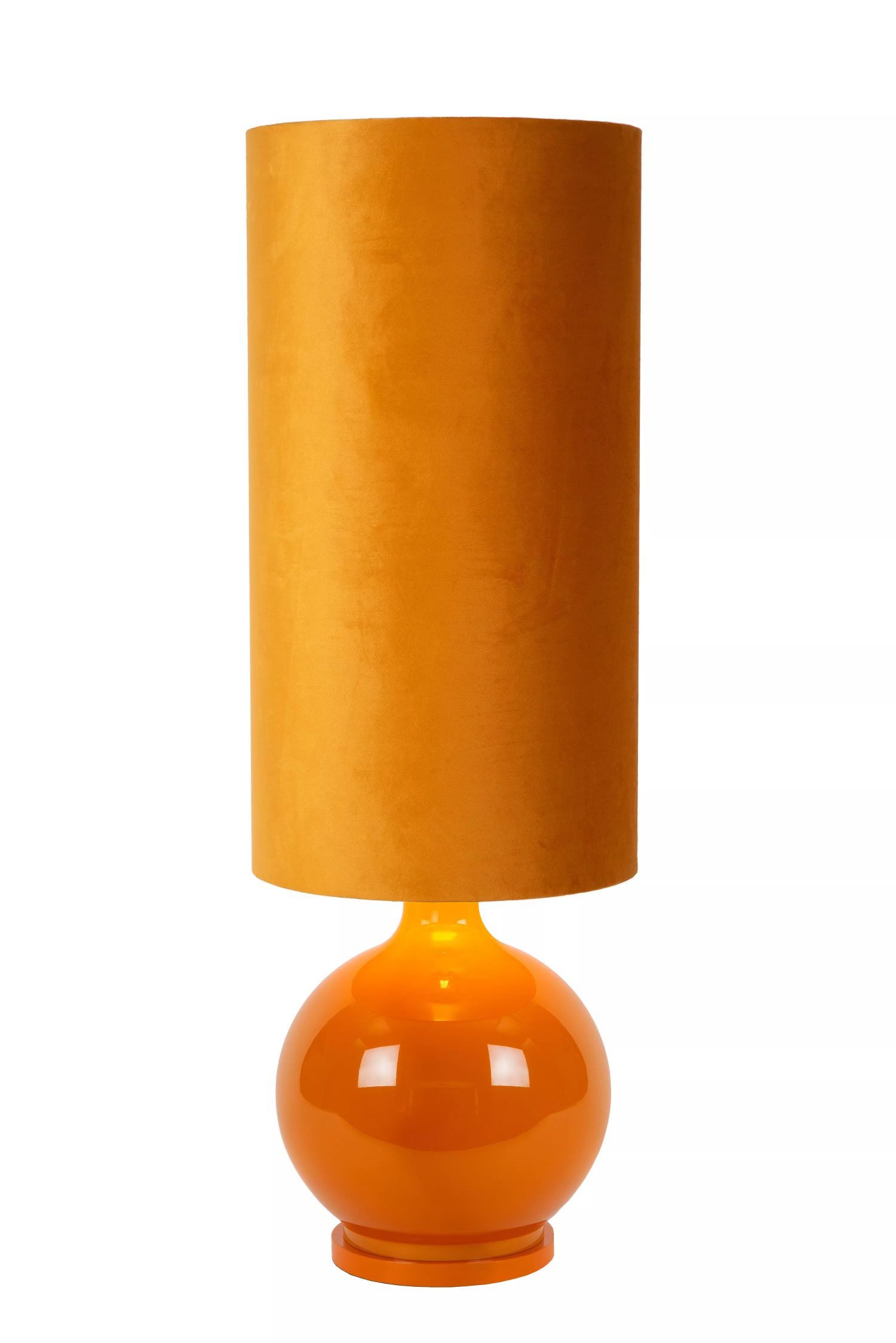 Licht-Erlebnisse Stehlampe SAYO, ohne Leuchtmittel, Glas Stoff E27 100 cm Ockergelb rund Modern