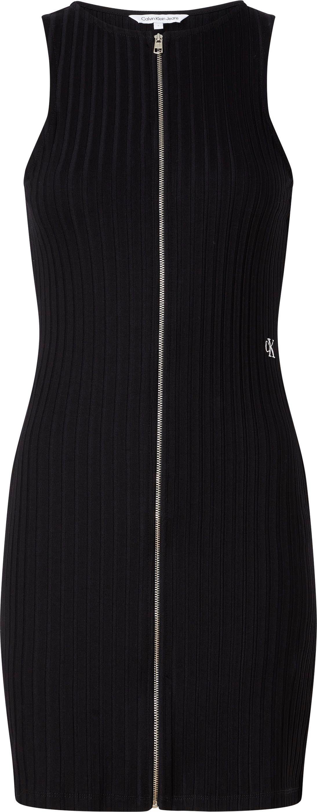 Calvin Klein Jeans Midikleid Reißverschluss durchgehendem mit schwarz