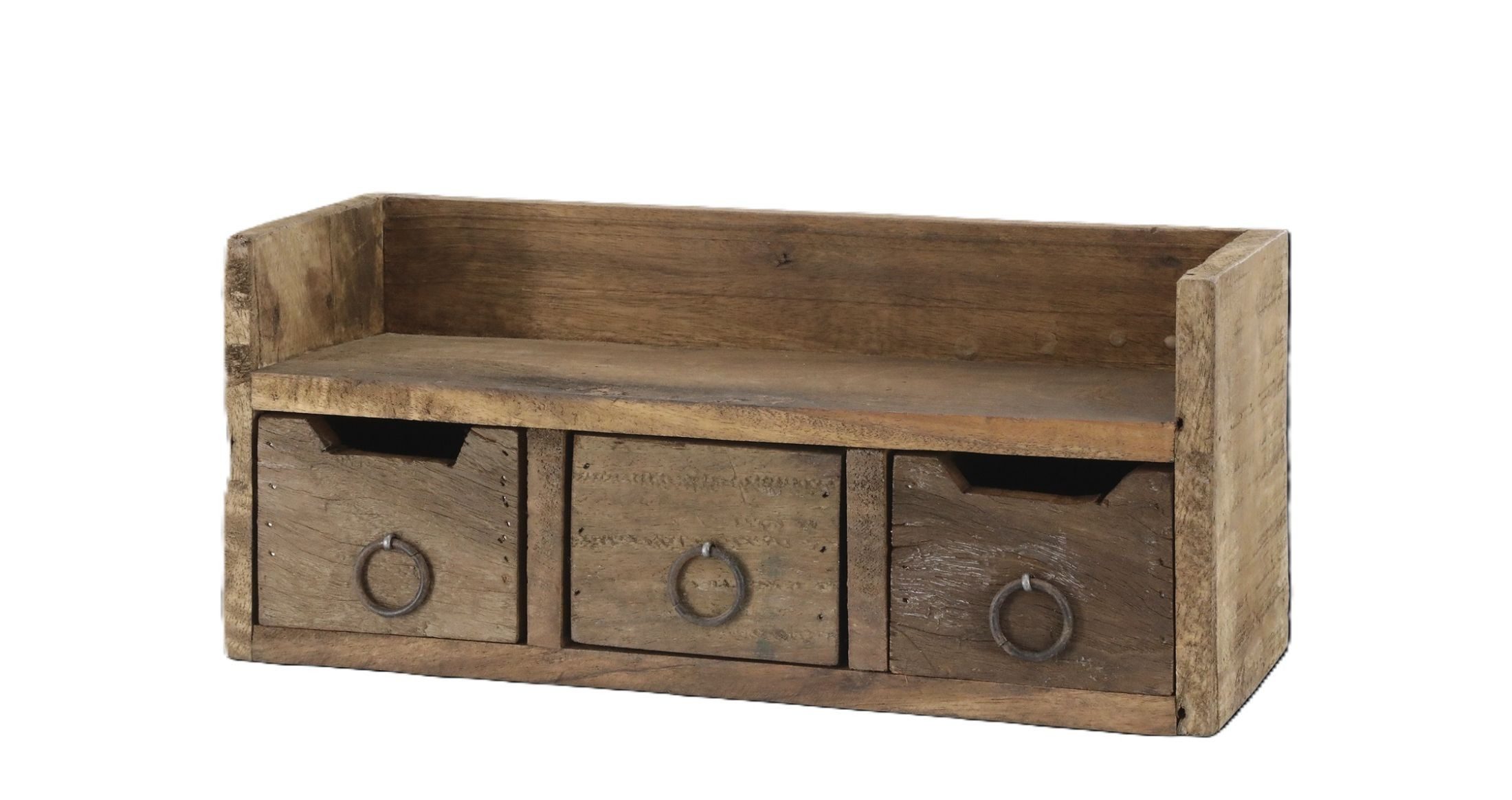 Chic Antique Wandregal Chic Antique Regal Wandregal stehen hängend 3 Schubladen Alt Holz