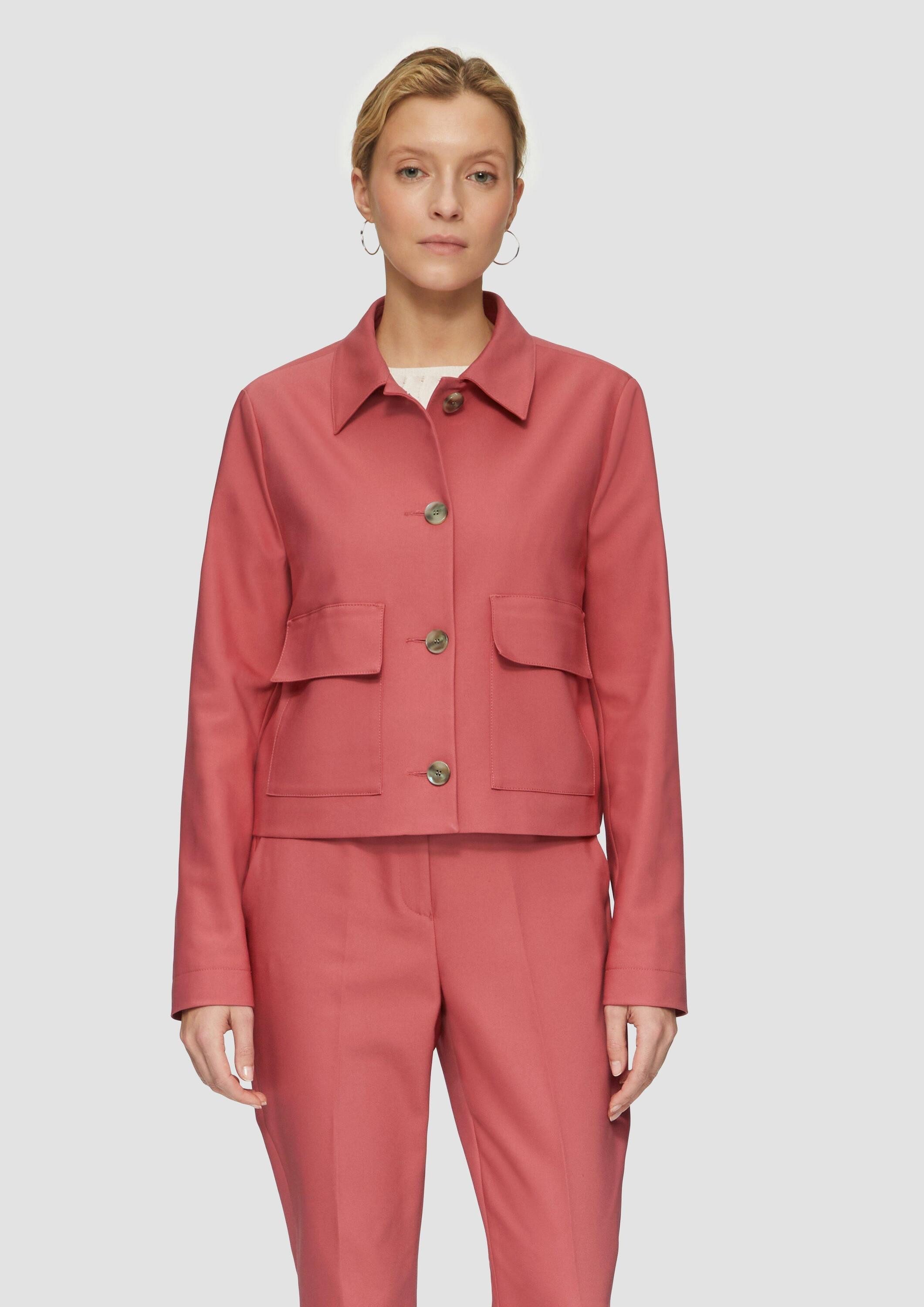 s.Oliver Funktionsjacke Indoor-Jacke Kurze Jacke aus Baumwollsatin mit aufgesetzten Taschen