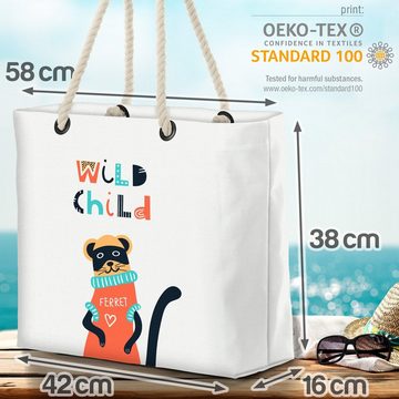 VOID Strandtasche (1-tlg), Frettchen Wild Child Tier Kinder Cartoon Spielzeug Spielzimmer Kinder
