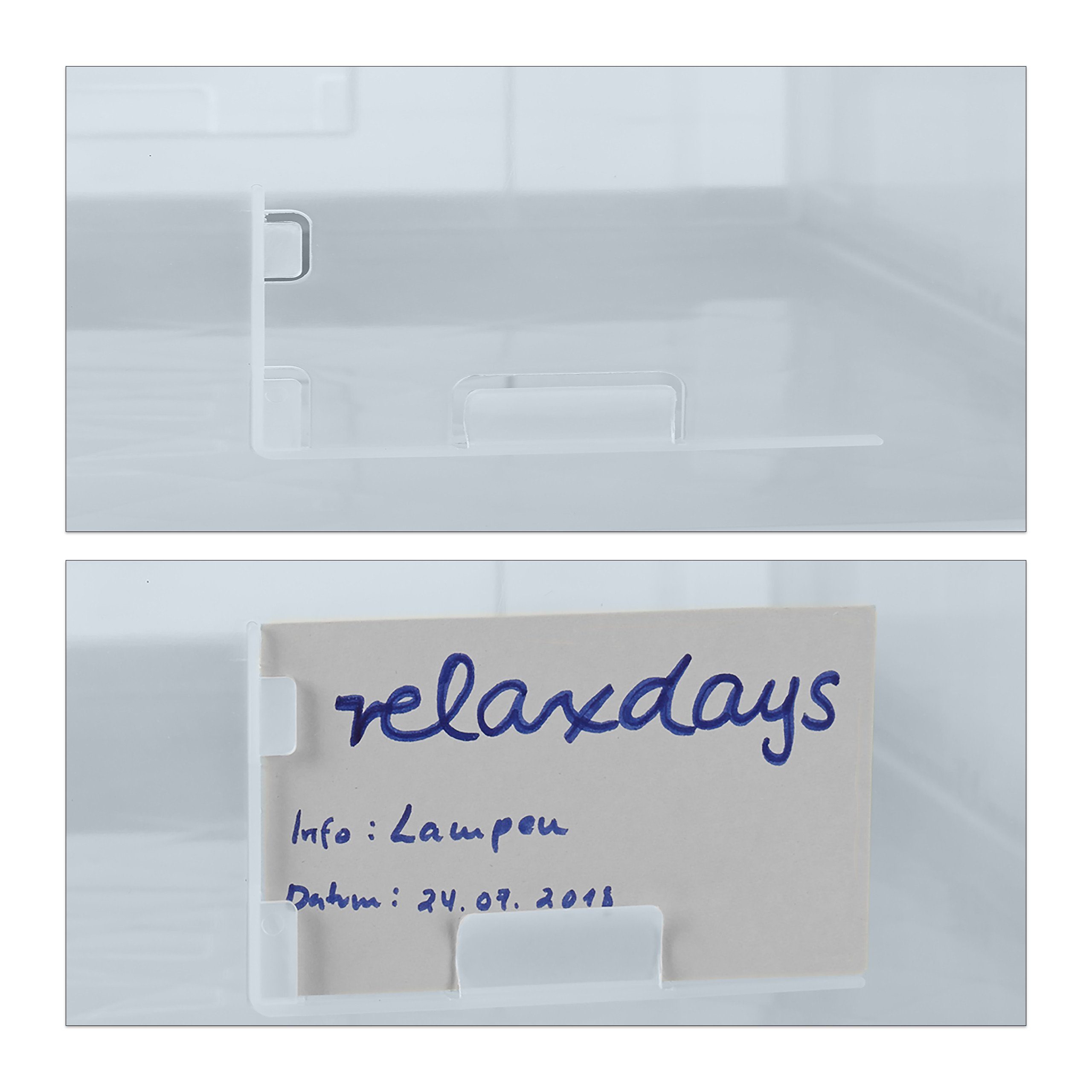 relaxdays Aufbewahrungsbox Transparente Transportbox mit Deckel, grau