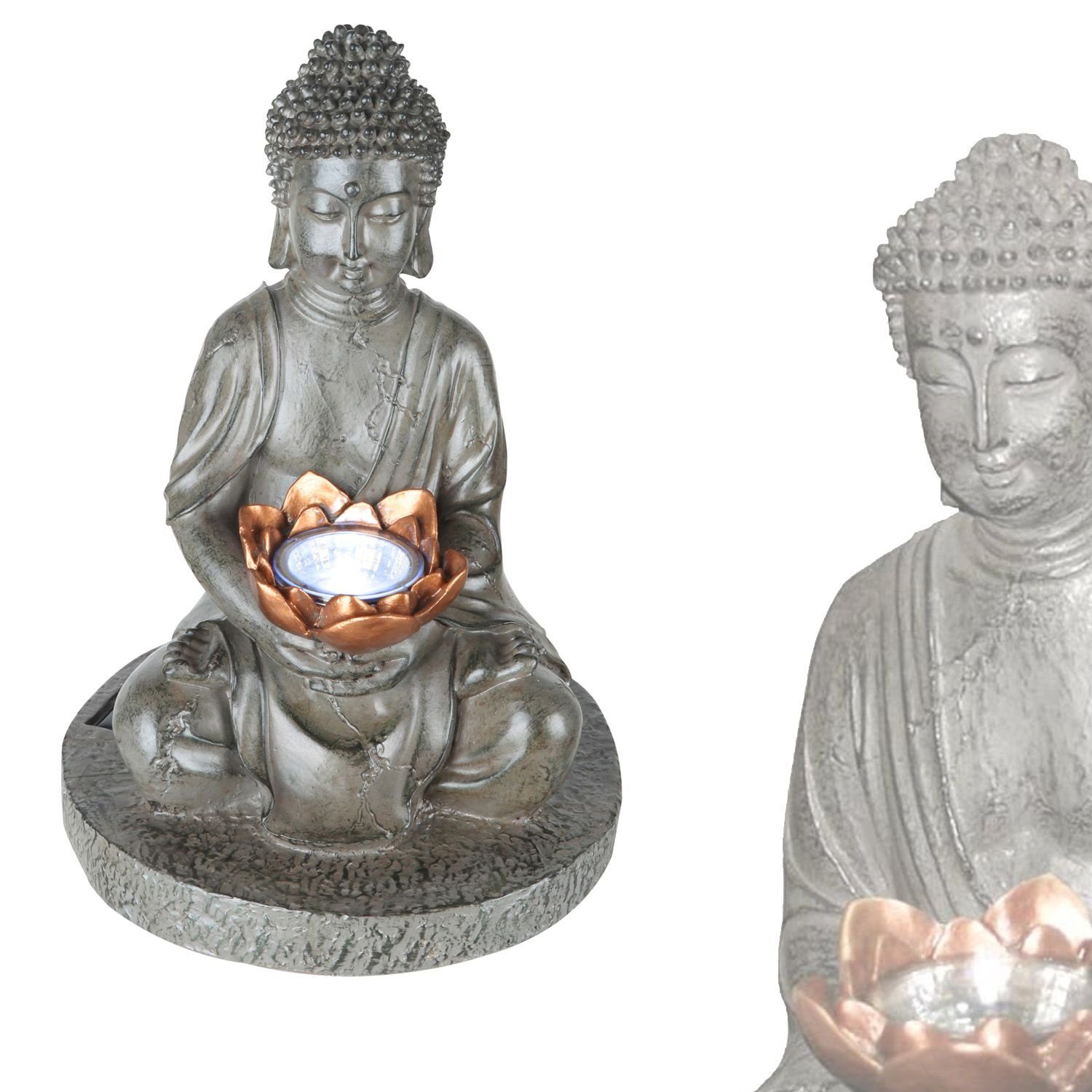 Deko Stein Leuchte Buddha Außen Garten Solarlampe Solarleuchte LED Globo GLOBO Solarleuchte