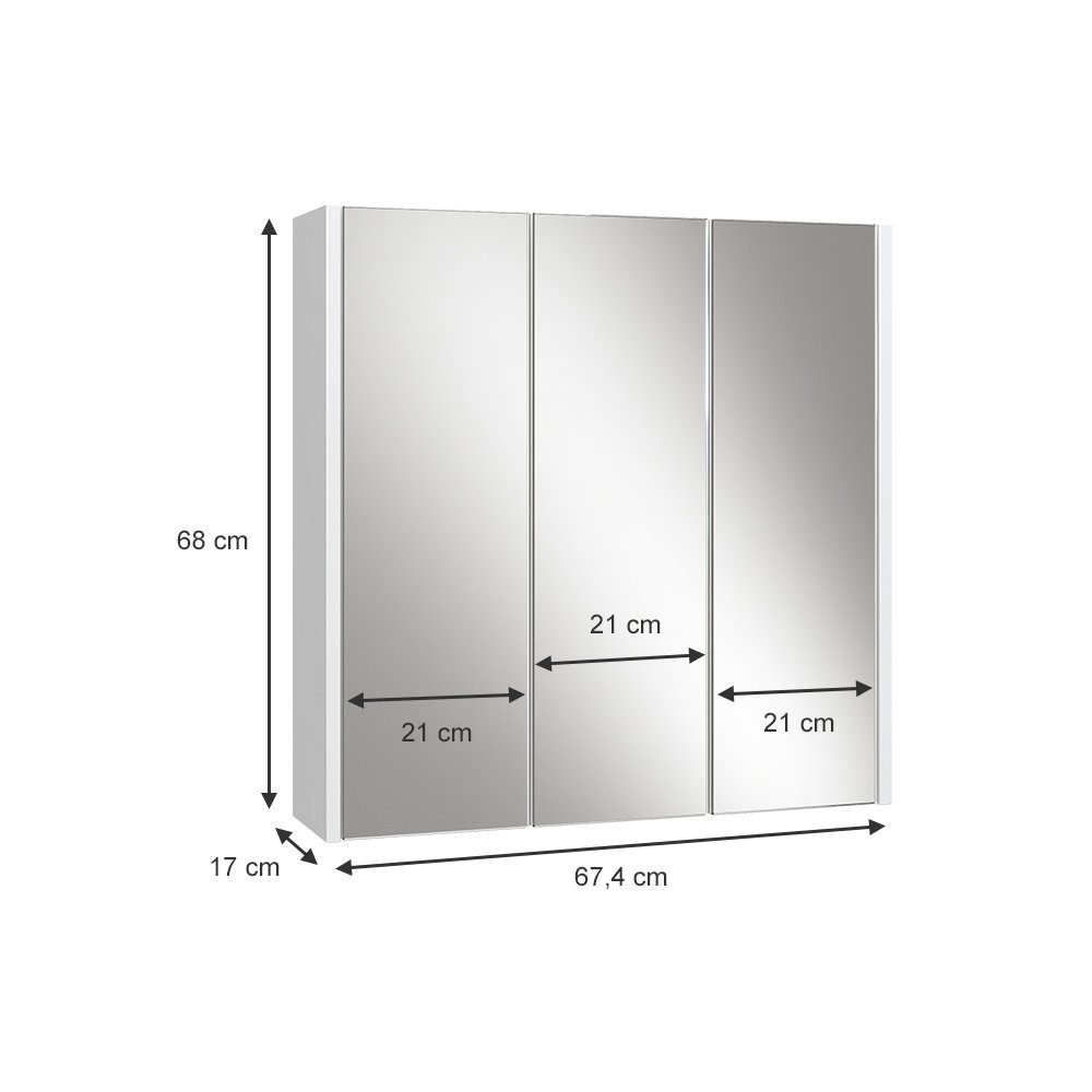 Vicco Badezimmerspiegelschrank Majest, Weiß/Weiß Hochglanz, 67.4 x 68 cm (1-St)