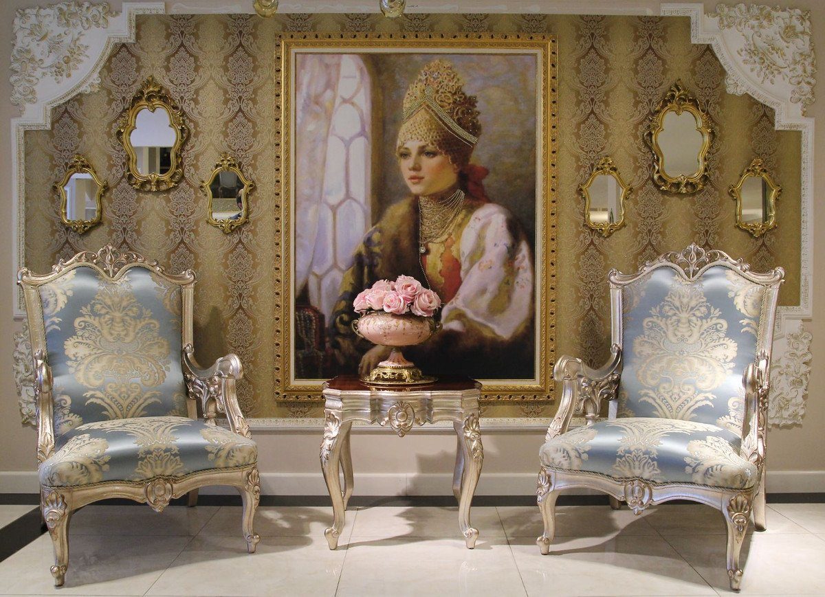 Set - Edel - Couchtisch Couchtisch Sessel & 2 & Sofas im Barockstil Beistelltische Luxus 2 & Barock Möbel Padrino - 1 & 2 Prunkvoll Casa