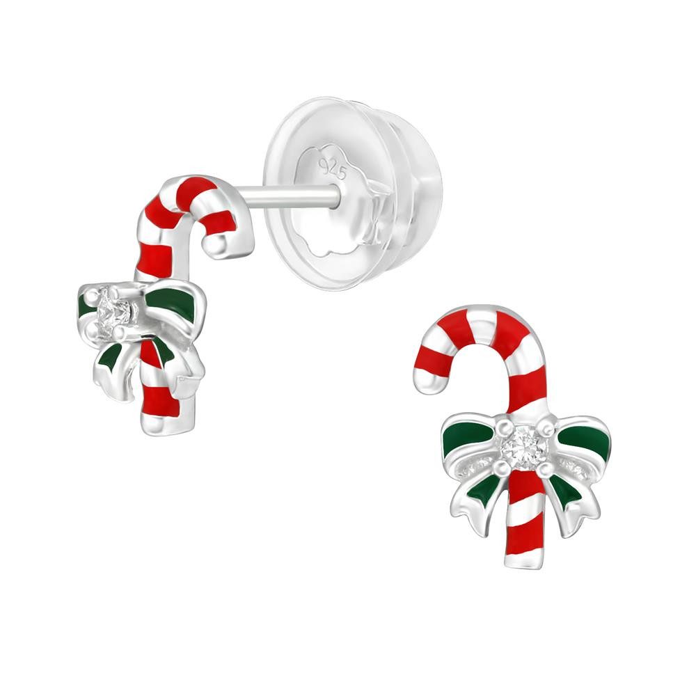 BUNGSA Ohrring-Set Ohrstecker Zuckerstange aus 925 Silber mit Kristall für Kinder (1 Paar (2 Stück), 2-tlg), Bungsa Modeschmuck für Damen & Herren