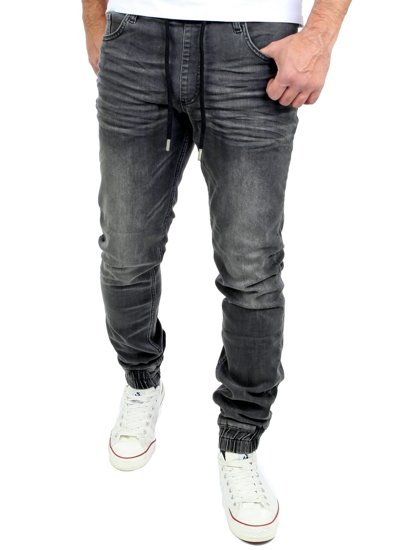 Reslad Stretch-Jeans Reslad Used Look Jeans-Herren Slim Fit Jogging-Hose RS-2073 Stretch Jogging-Denim Schlupfhose