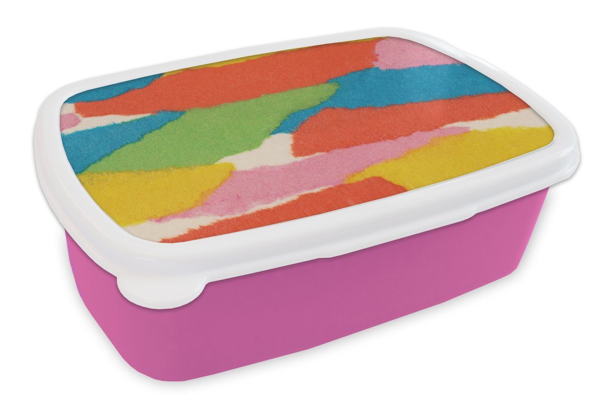 MuchoWow Lunchbox Abstrakt - Formen - Rot - Grün - Retro, Kunststoff, (2-tlg), Brotbox für Erwachsene, Brotdose Kinder, Snackbox, Mädchen, Kunststoff rosa | Lunchboxen