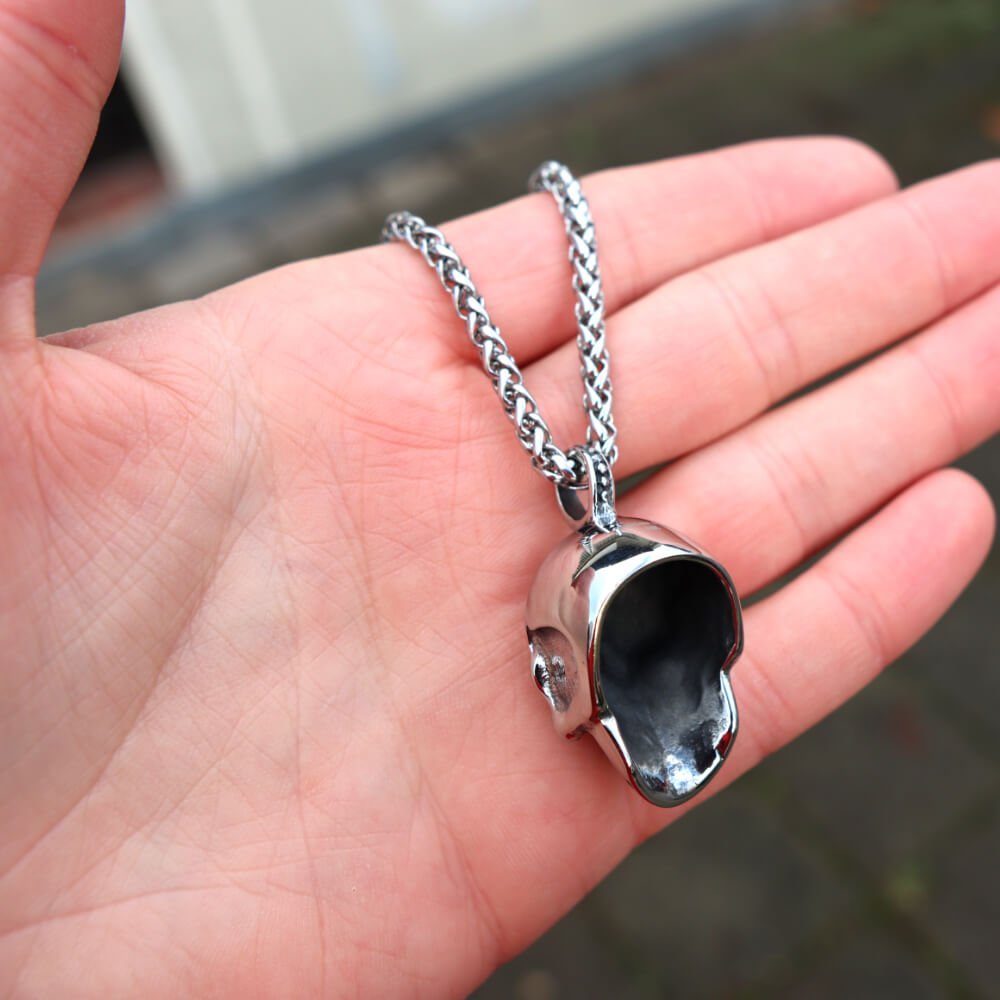 DALMARO Edelstahlkette Lederkette Edelstahl 316 SKELETON HEAD, Herren Biker Kette - Inkl. Schmuckbox