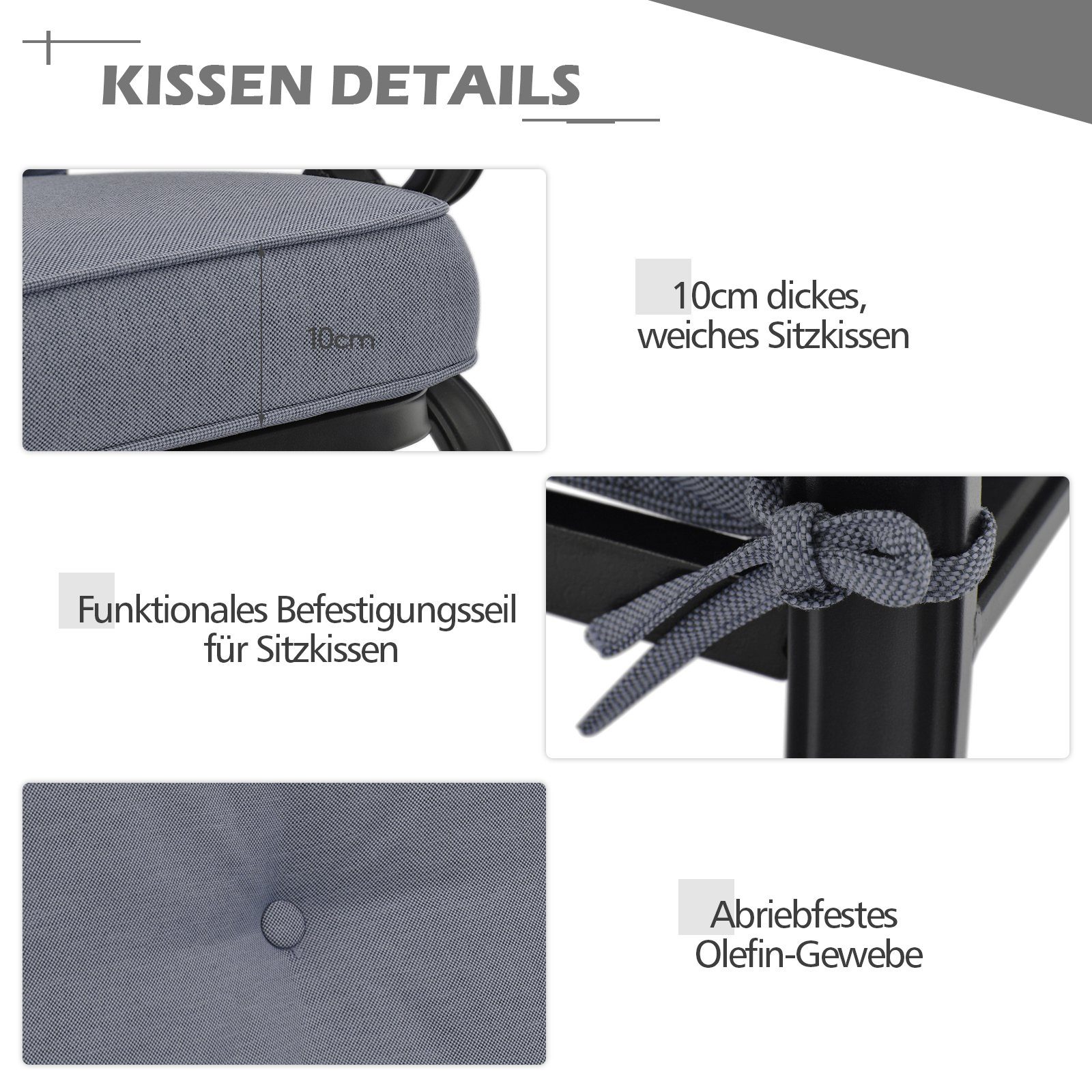 COSTWAY Gartensessel 2-Sitzer Gartenbank (3-St), Sitzgruppe mit Couchtisch