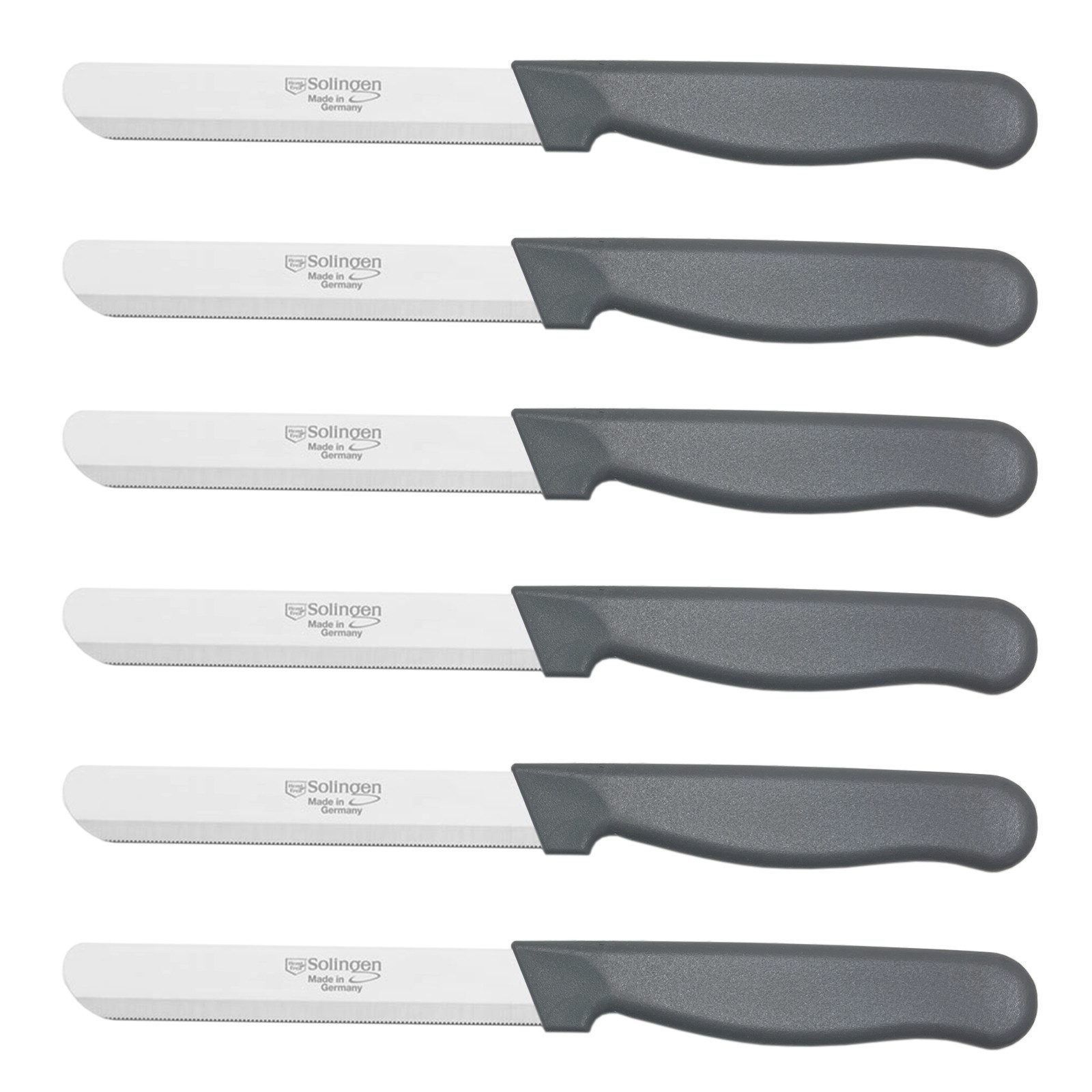 Visaggio Obstmesser Solingen Allzweckmesser Schälmesser Gemüsemesser Küchenmesser, Sägeschliff, Matt, Edelstahl, Zubereitungsmesser, Schmiermesser