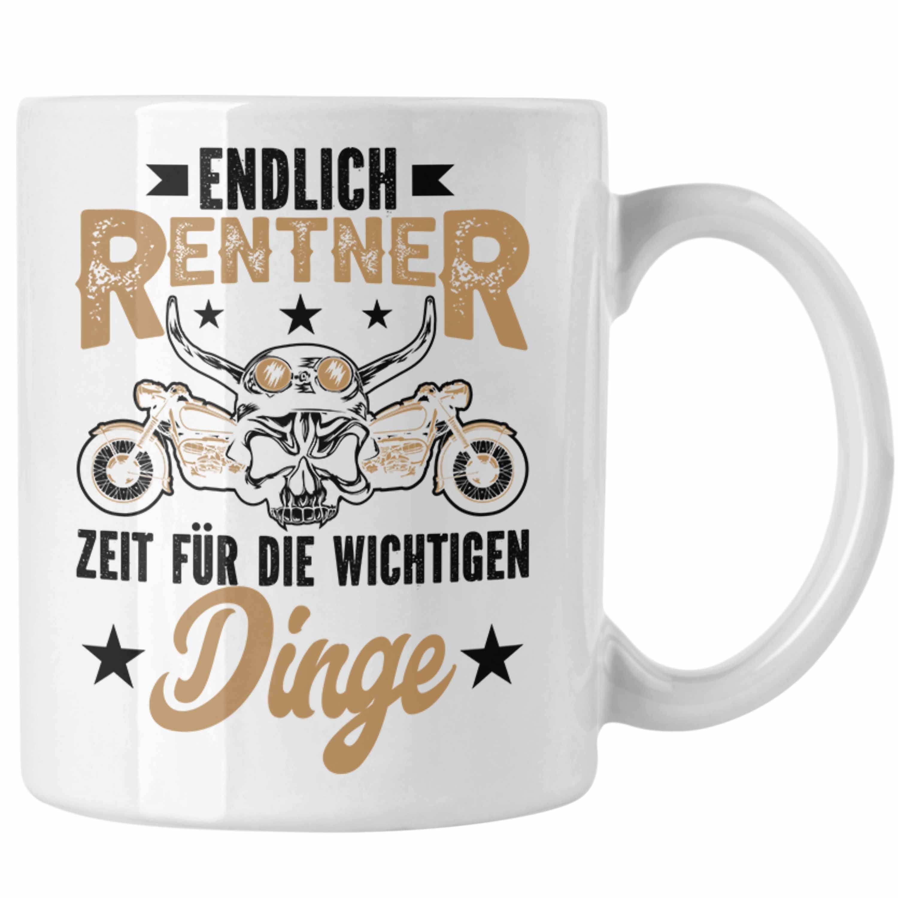 Trendation Tasse Trendation - Motorradfahrer Tasse Geschenk Rentner Opa Geschenkidee Geburtstag Weihnachten Lustiger Spruch Renteneintritt Weiss
