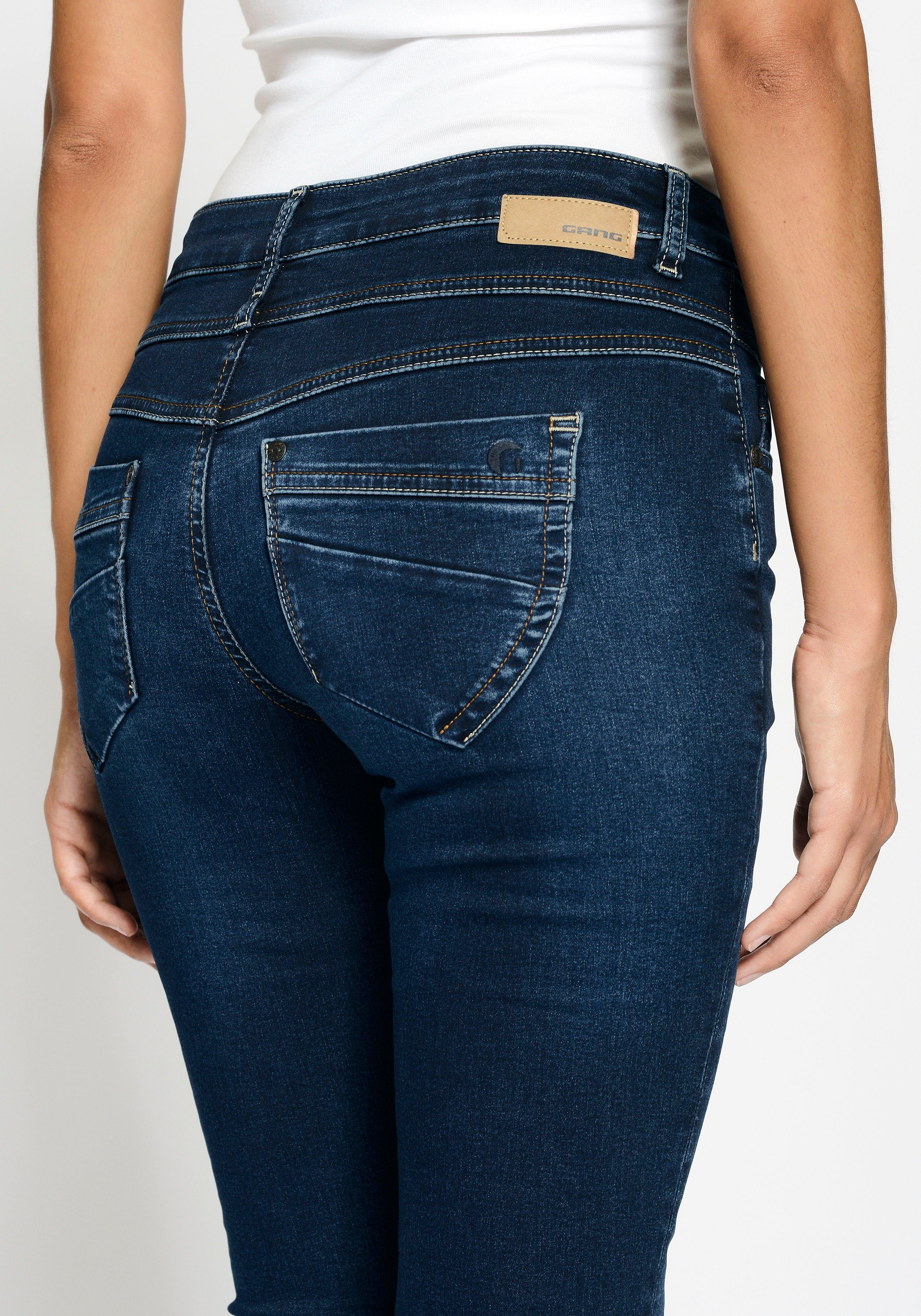 GANG Skinny-fit-Jeans 94MORA dark mit Passe deep vorne blue und 3-Knopf-Verschluss