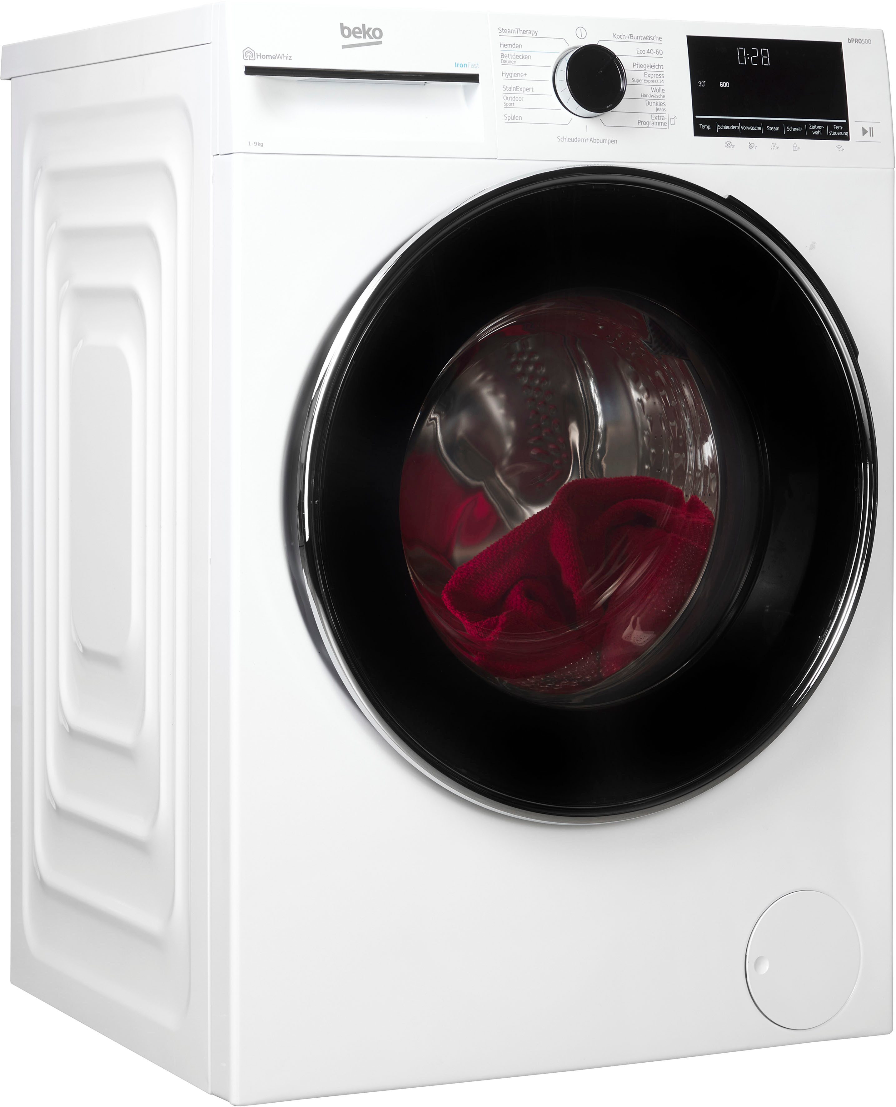 BEKO Waschmaschine B5WF69410W 7100083800, 9 kg, 1400 U/min, Vollelektronik, AddXtra, SteamCure, HomeWhiz