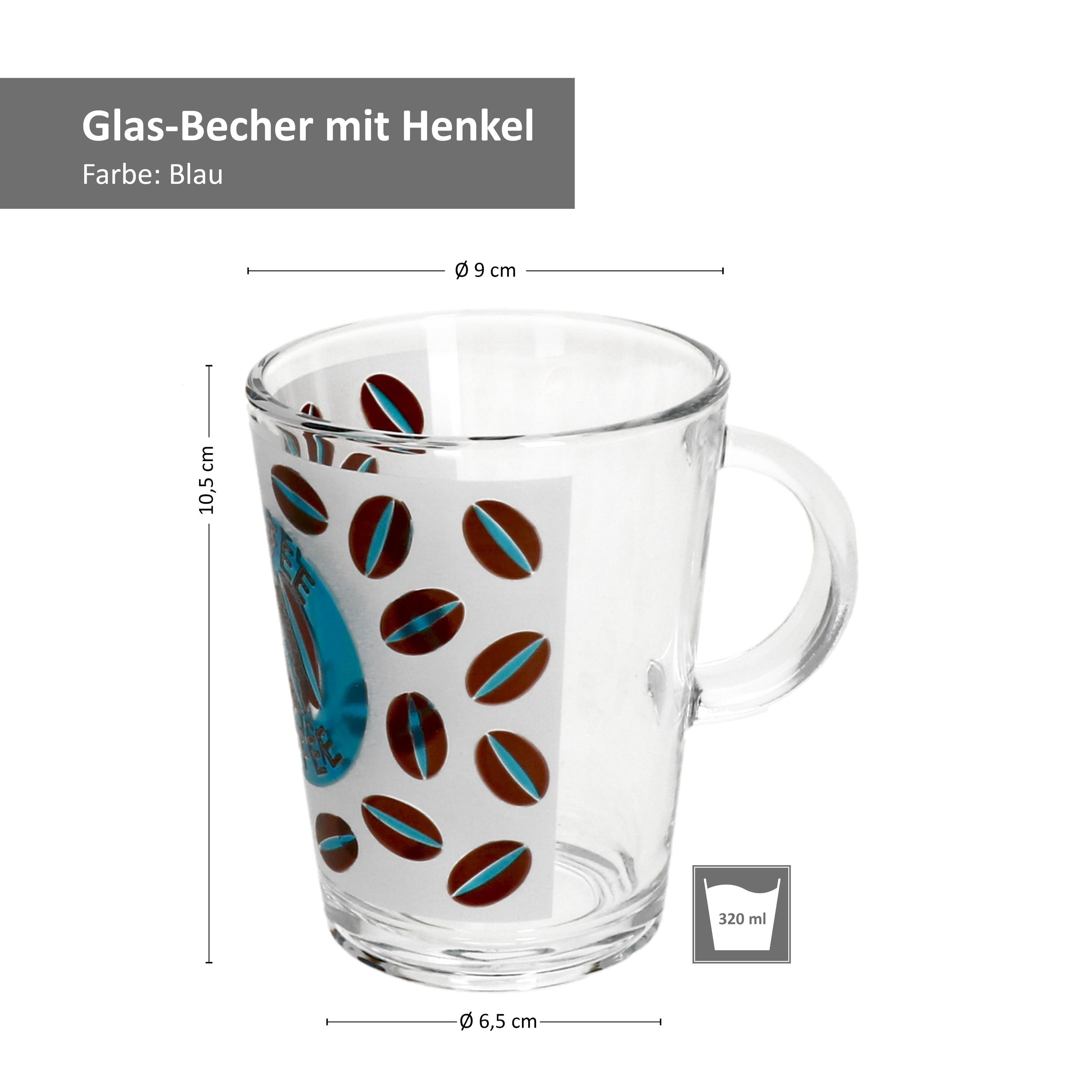 Ritzenhoff & Breker Becher 6er Set Kaffeebecher 380ml Cremona Blau 10,5 cm - Ritzenhoff 0806229, Glas