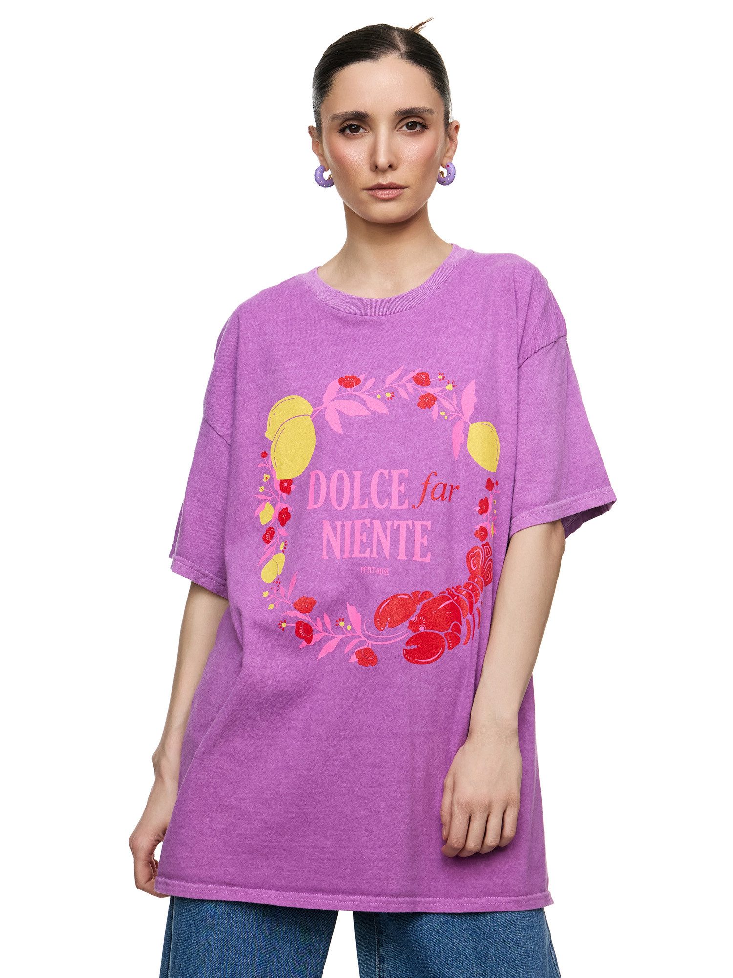 T-Shirt Worldclassca Oversized Print DOLCE FAR NIENTE T-Shirt Sommer Oberteil