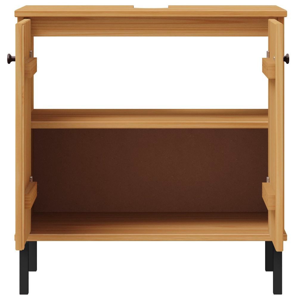 Lomadox Waschbeckenschrank WILLOW-69 Kiefer Massivholz eichefarbig lackiert 62x65x40 cm