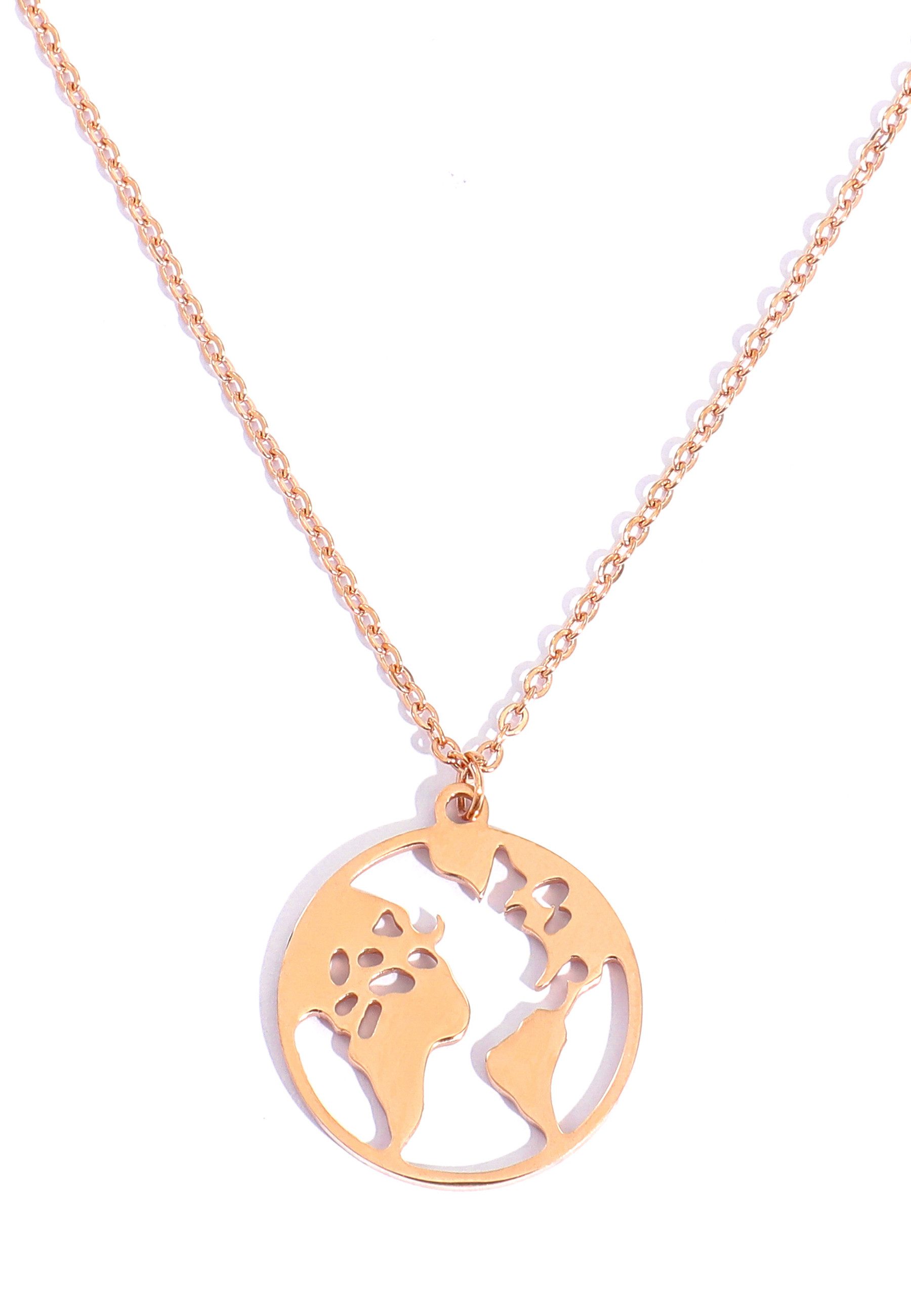 GOLDKLEIN Edelstahlkette Edelstahl Welt Schmuck Halskette, Damen, inkl. Geschenkbox
