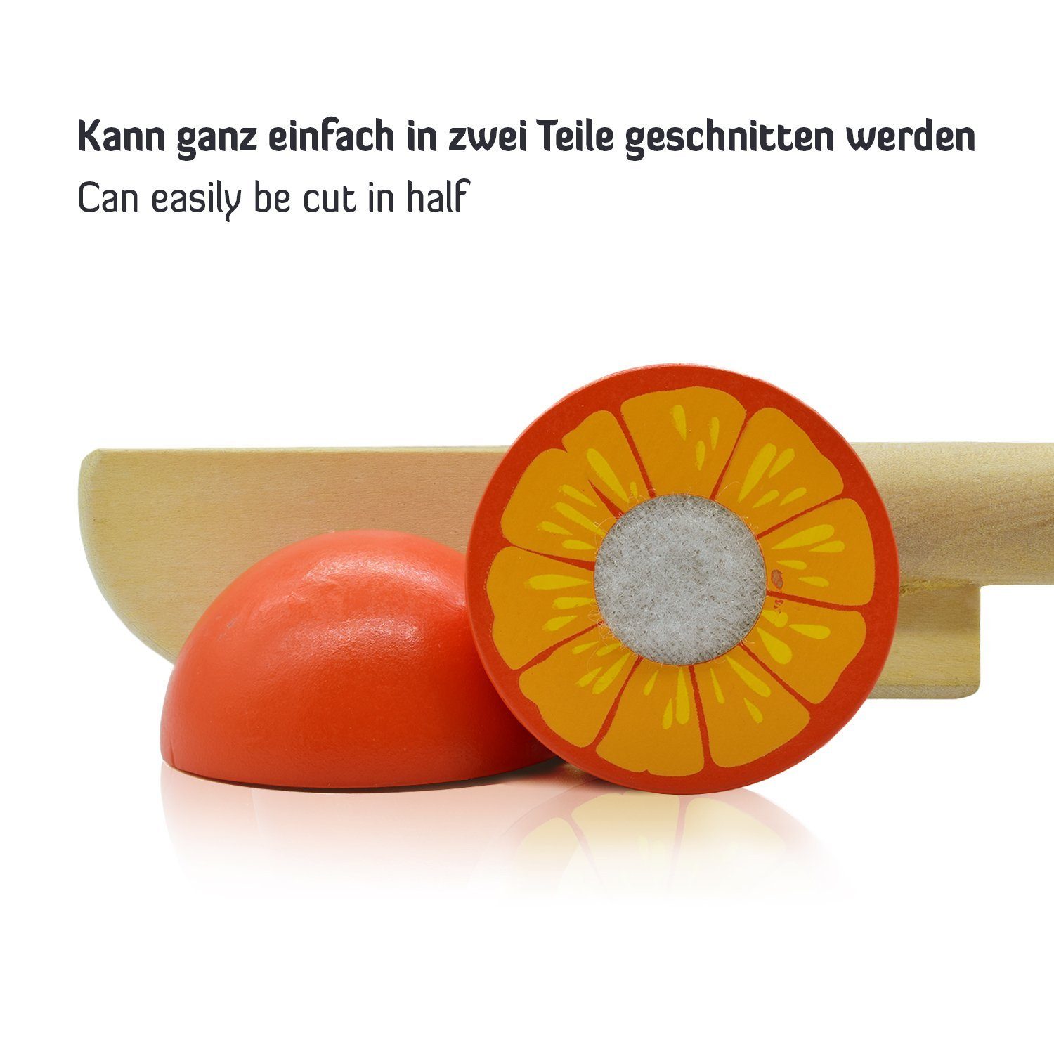 MIAS Lernspielzeug Holzobst Früchte zum schneiden Klettverschluß Holz Obst Brett Messer