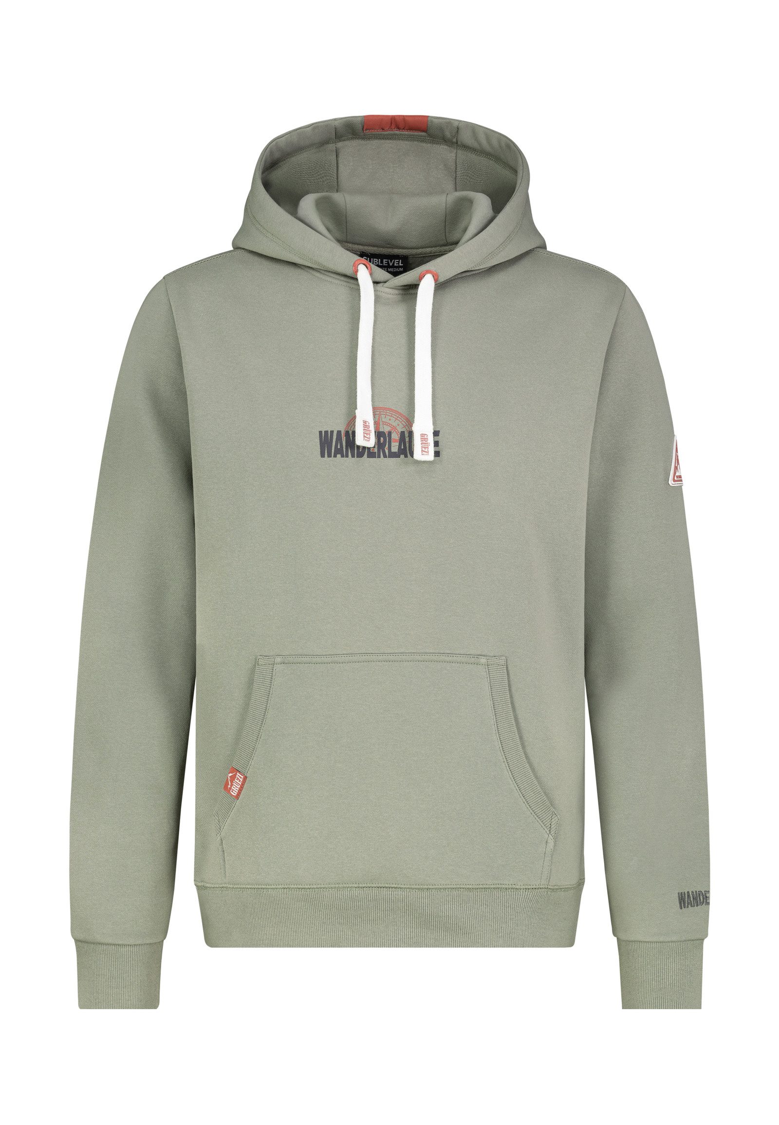 SUBLEVEL Kapuzenpullover Herren Kapuzenpullover mit Berg-Wanderprint Sweater, Kapuzensweatshirt mit Kängurutasche, mit Kapuze, Oversized