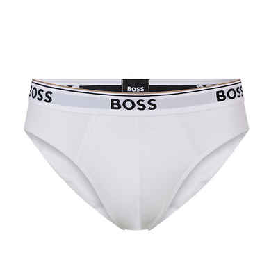 BOSS Slip Herren Sportslip Cotton Stretch (Dreierpack, 3-St., 3er-Pack) Minislip Brief Unterhose mit Logo-Bund, knapp geschnitten, im Dreierpack (Neues Modell)