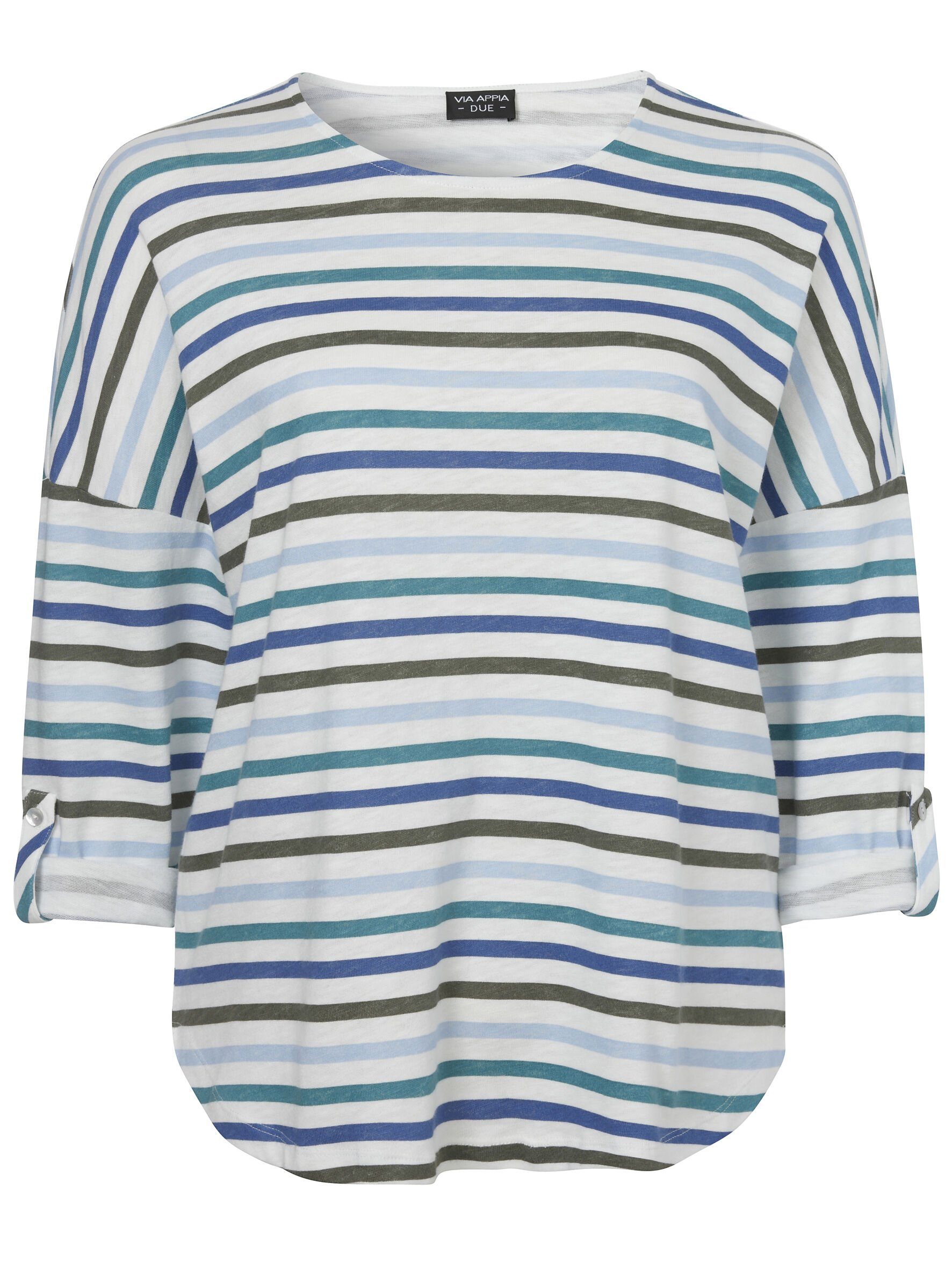 VIA APPIA DUE Sweatshirt Modisches Langarmshirt mit überschnittenen Schultern (1-tlg) im Streifen-Design