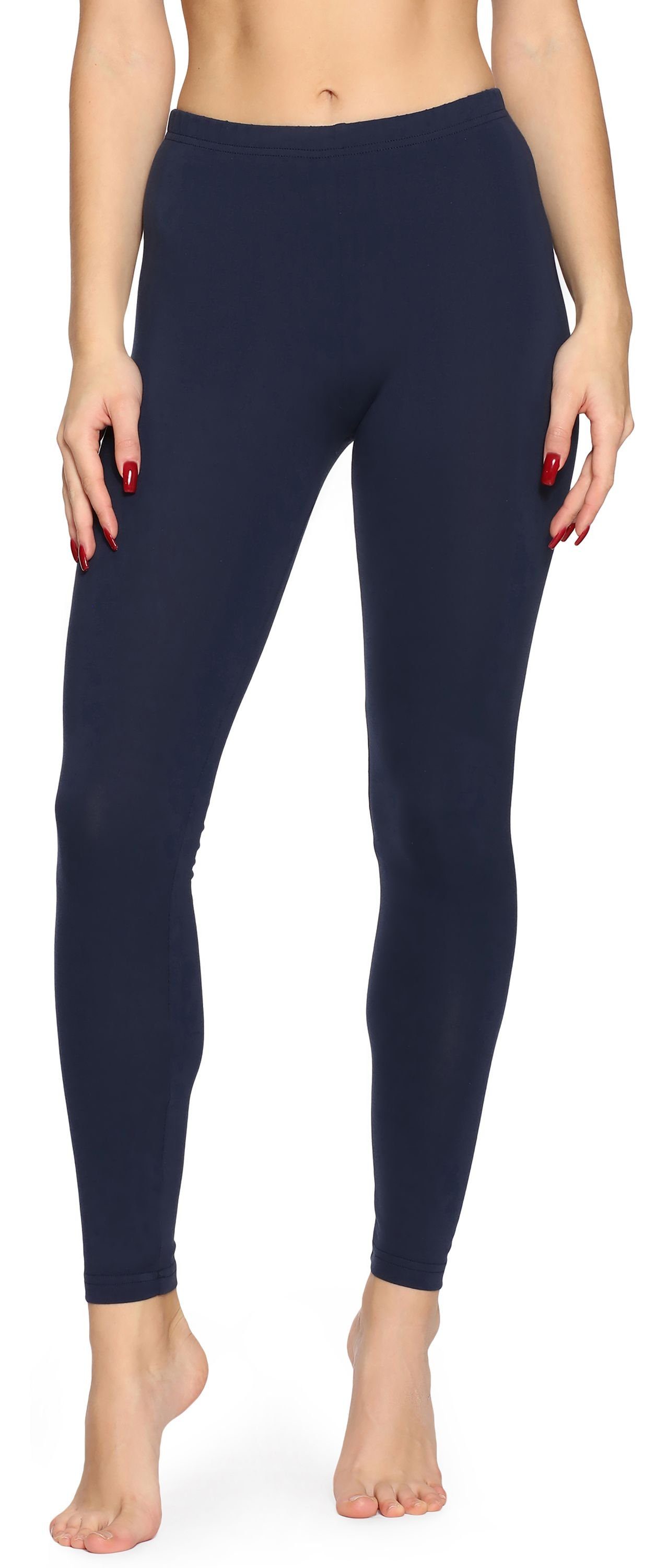 Merry Damen Marineblau Leggings Leggings MS10-338 Lange Bund (1-tlg) elastischer Style