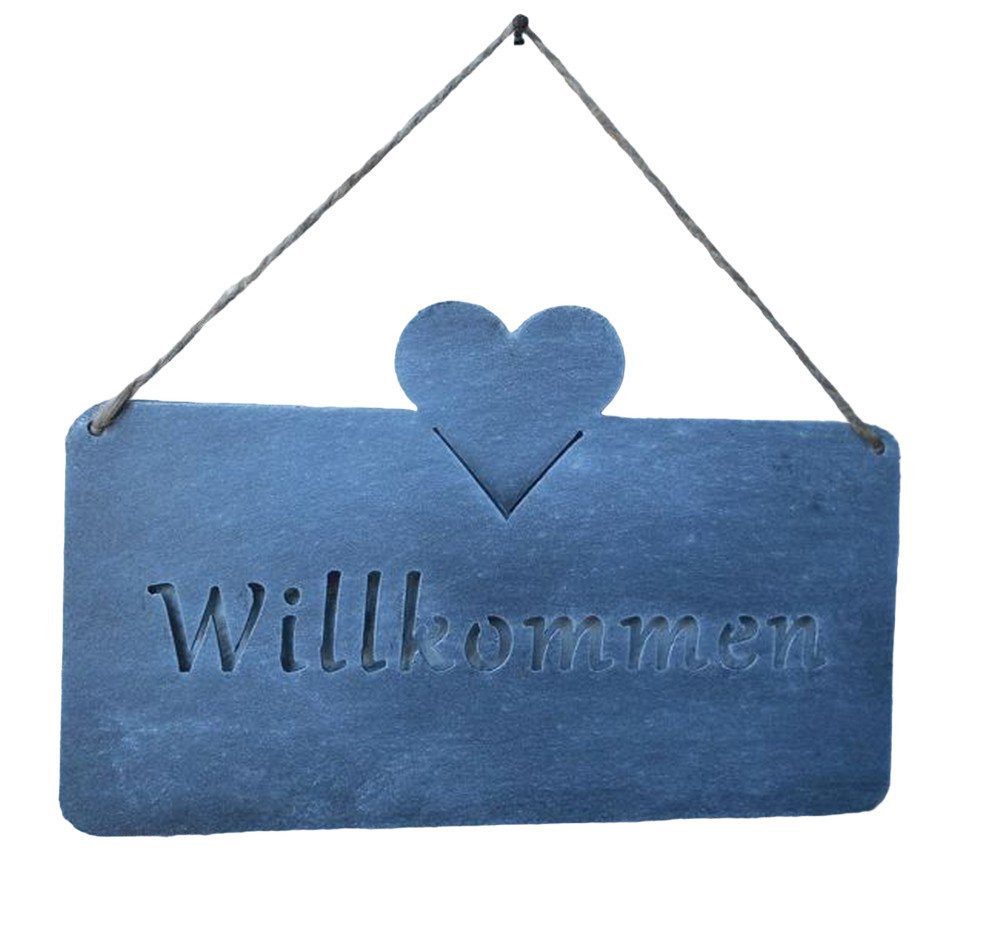 Deko-Impression Hängedekoration Dekoratives, stabiles Eisenschild - Willkommen - 25 cm grau Geschenk (1 St)