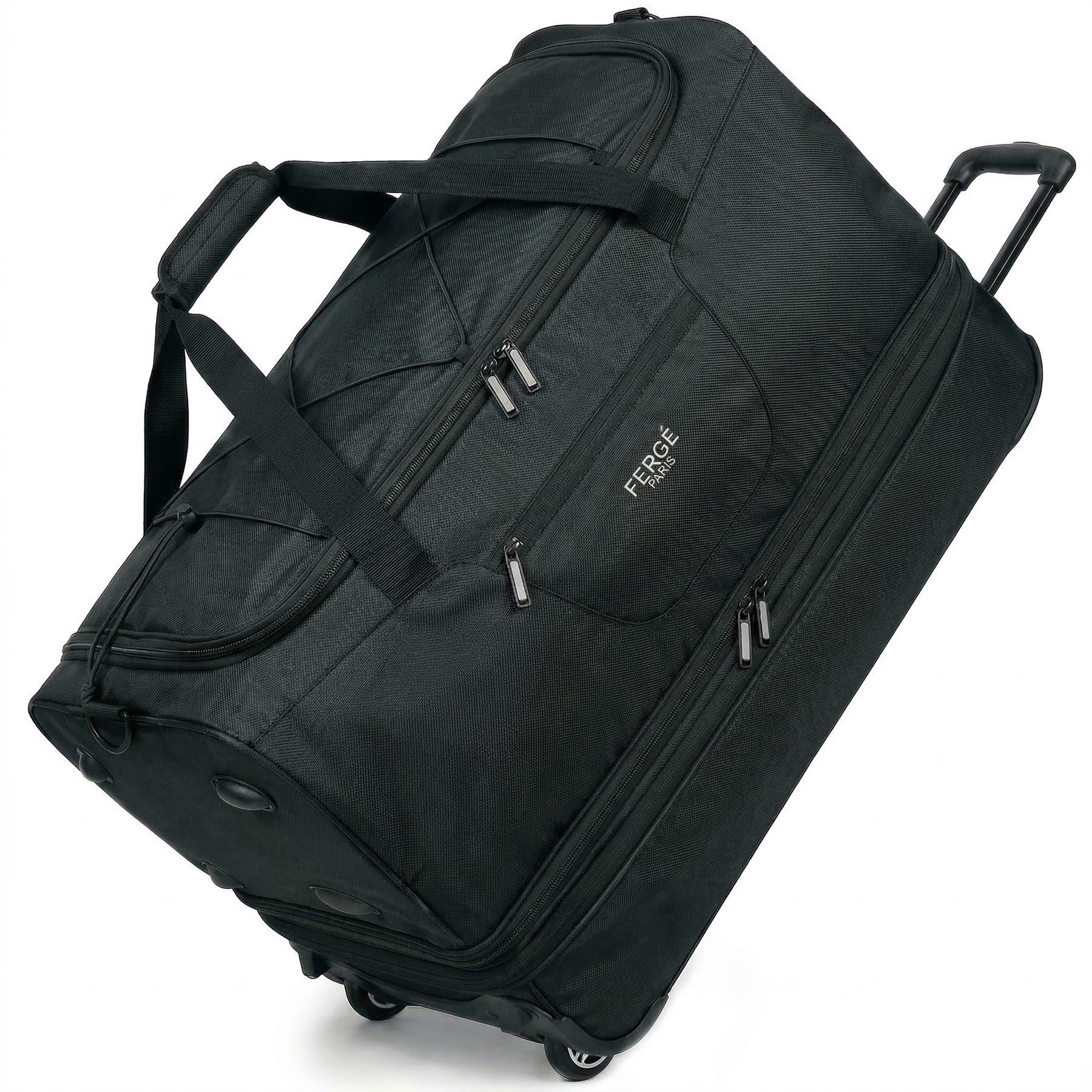 FERGÉ Reisetasche mit Rollen & extra Schuhfach, groß, XL, Tragetasche aus Nylon, Erweiterbare Reisetasche, Handgepäck / XL, Schuhfach & Außenfächer