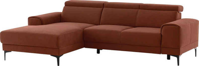 exxpo - sofa fashion Ecksofa Ophelia, mit 3 Kopfstützen, wahlweise Sitztiefenverstellung, L-Form