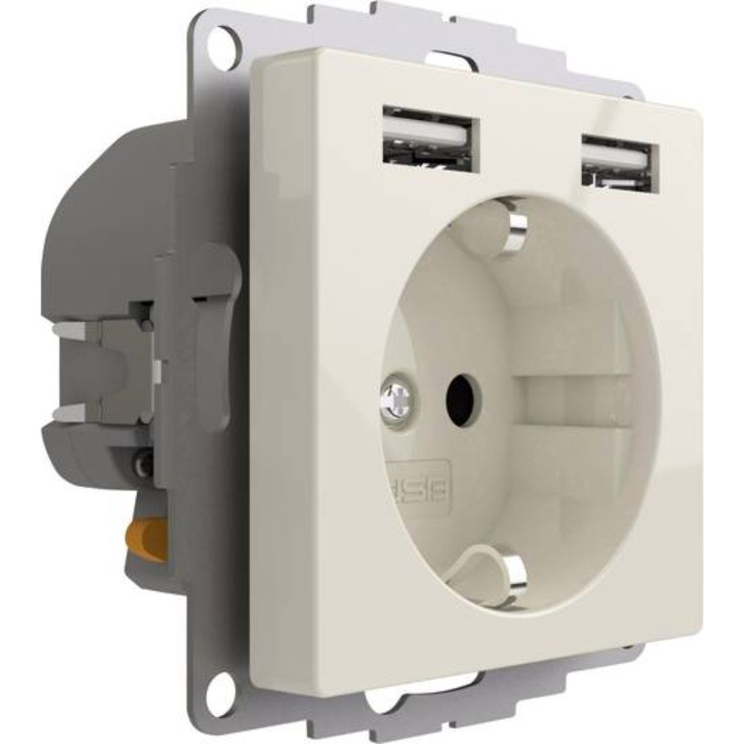 2USB Steckdose 2USB inChargePRO USB AA Steckdose 12W 2.4A Glänzend Weiß