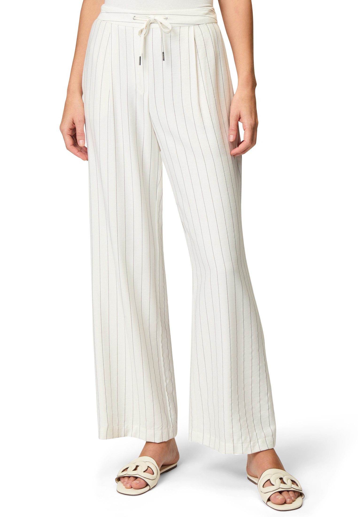 Leinenhose zero Nadelstreifenhose mit Bindeband