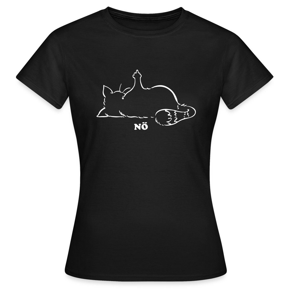 Spreadshirt T-Shirt Katze Nö Neinsager Mittelfinger günstig online kaufen