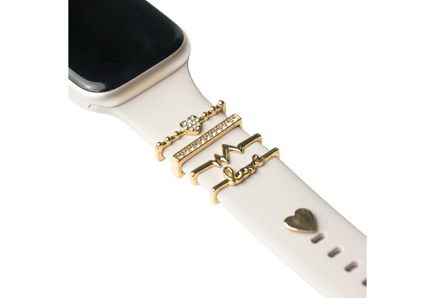 ARTVALL Smartwatch-Armband Apple Watch Charms Set 38/40/41mm & 42/44/45/49mm, Fashion Charms für Smartwatch Love mit Herzen & Strasssteinen Gold