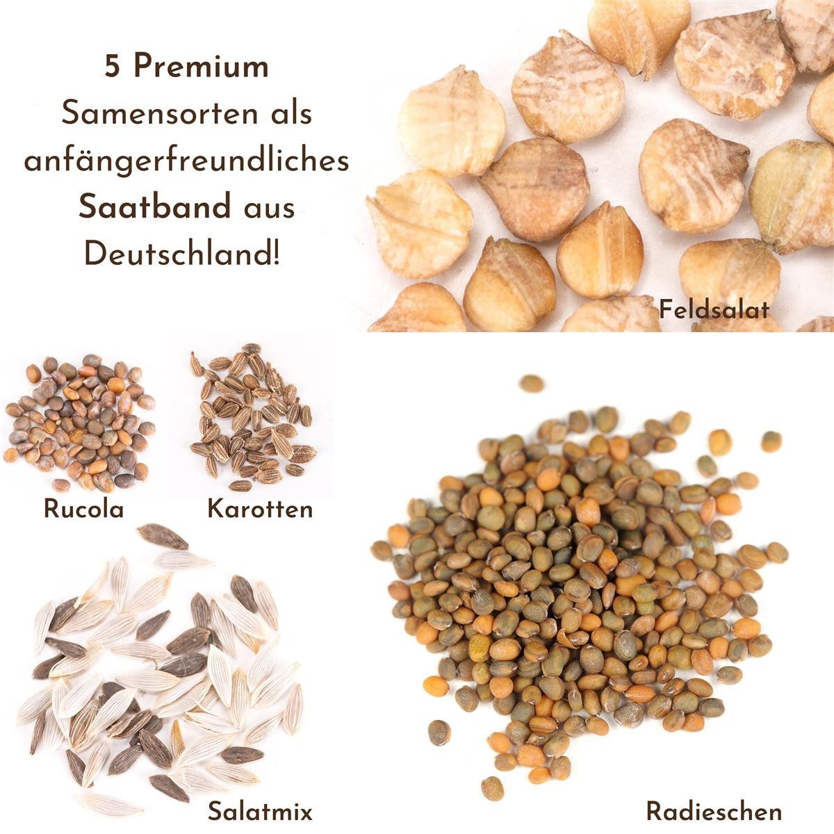 HappySeed Gemüsesamen 5m Saatband 5er Set - Karotten, Radieschen, Rucola, F günstig online kaufen